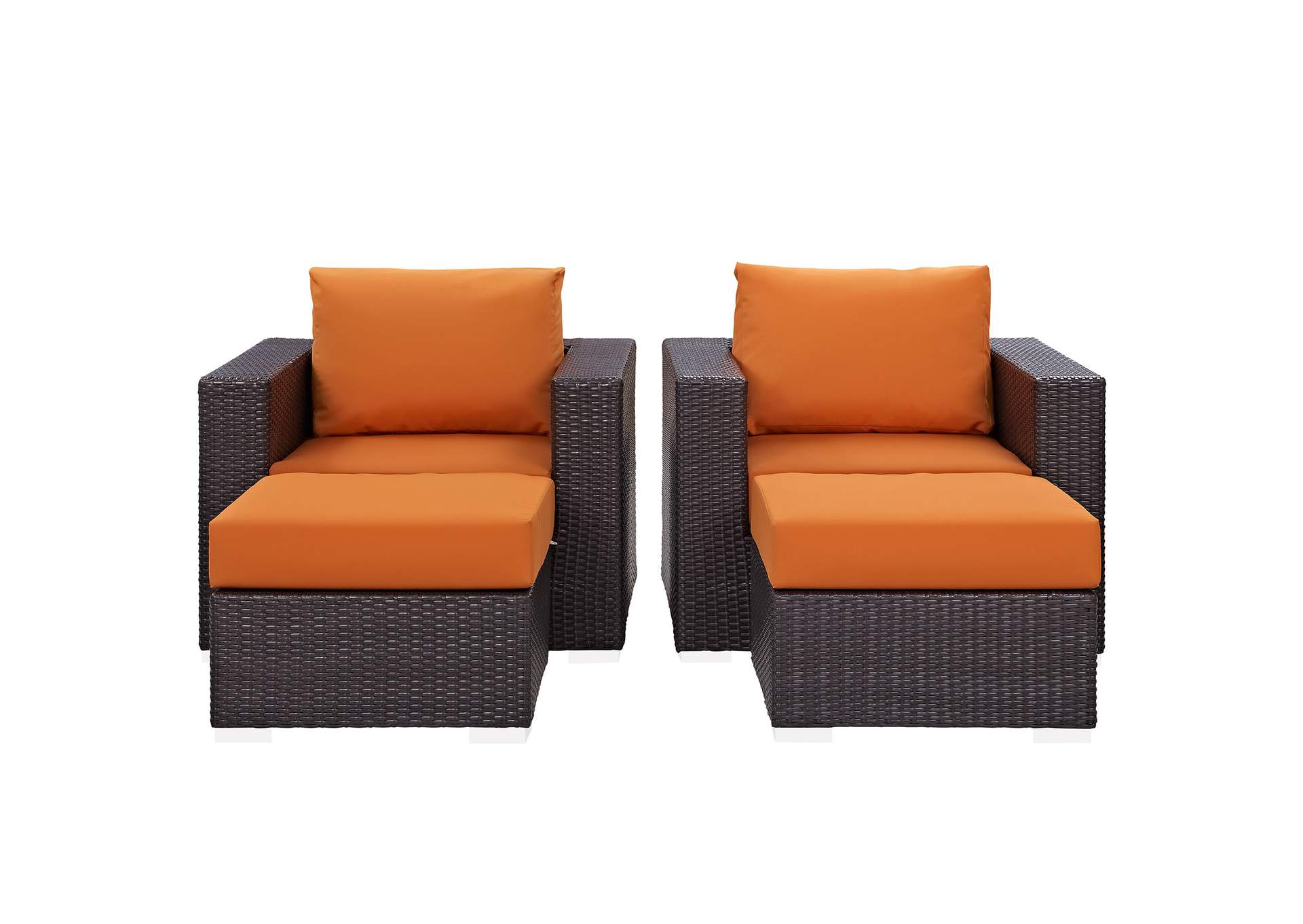 Convene Espresso Orange 4 Piece Outdoor Patio Sectional Set,Modway