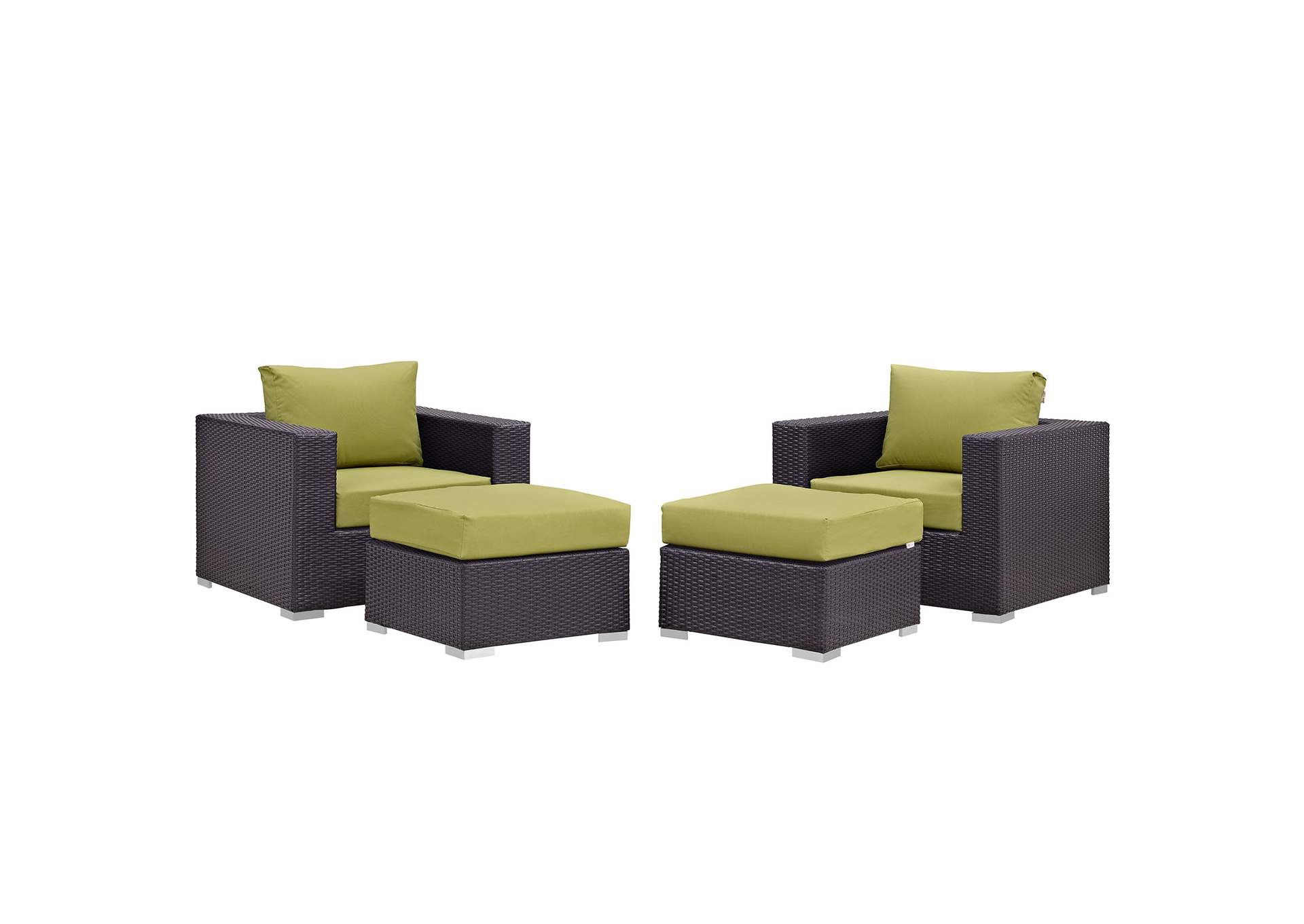 Convene Espresso Peridot 4 Piece Outdoor Patio Sectional Set,Modway