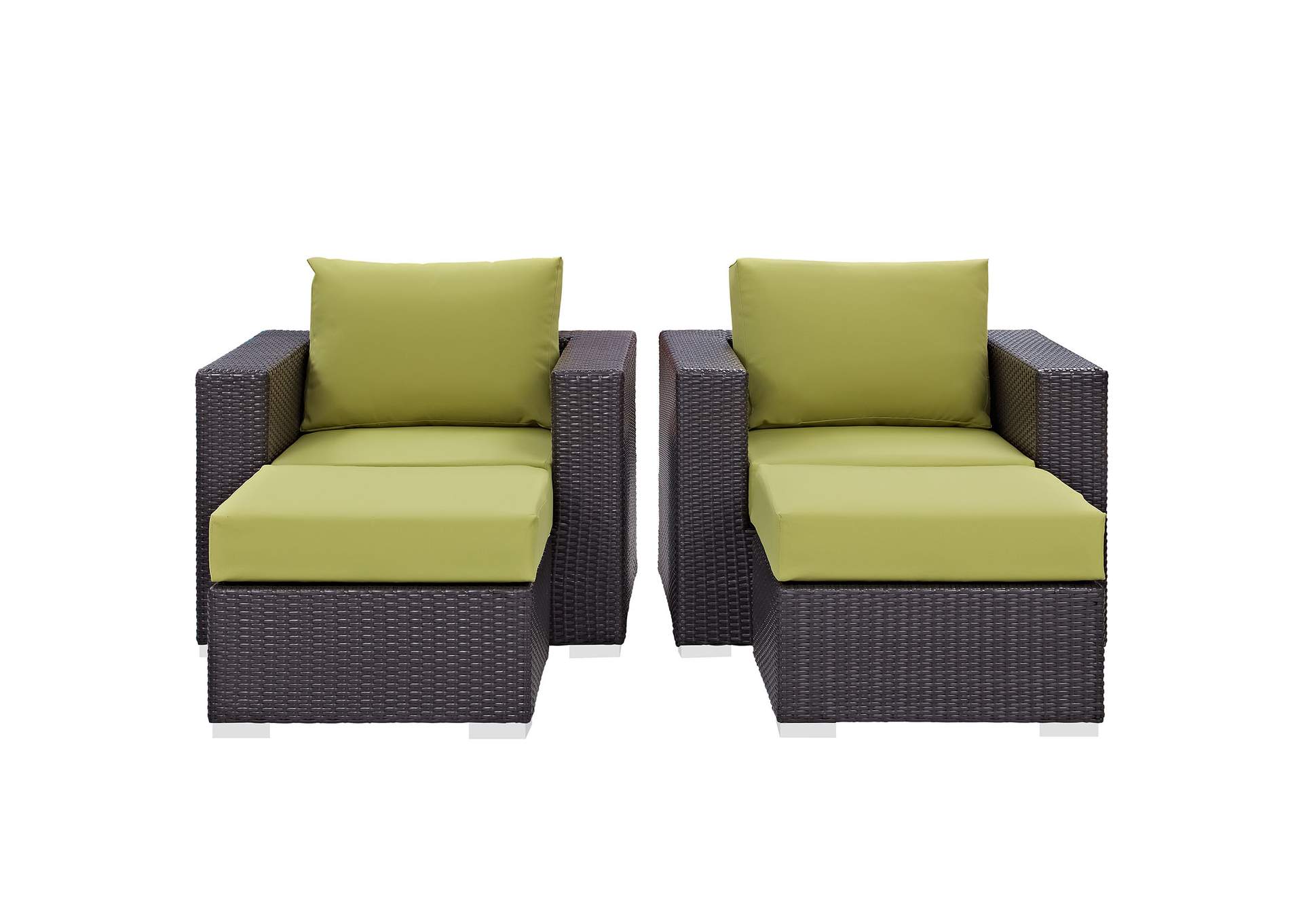 Convene Espresso Peridot 4 Piece Outdoor Patio Sectional Set,Modway