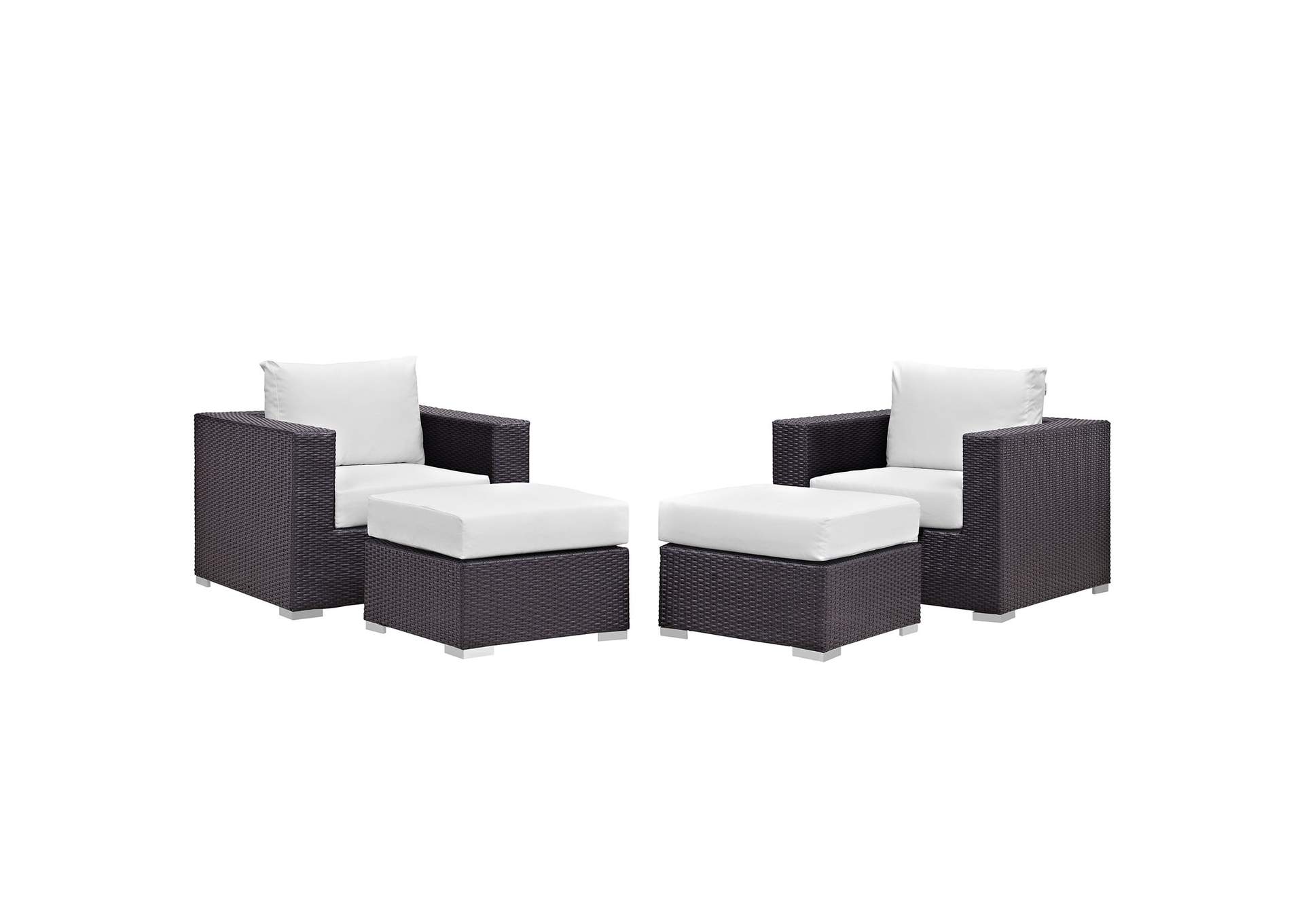 Convene Espresso White 4 Piece Outdoor Patio Sectional Set,Modway