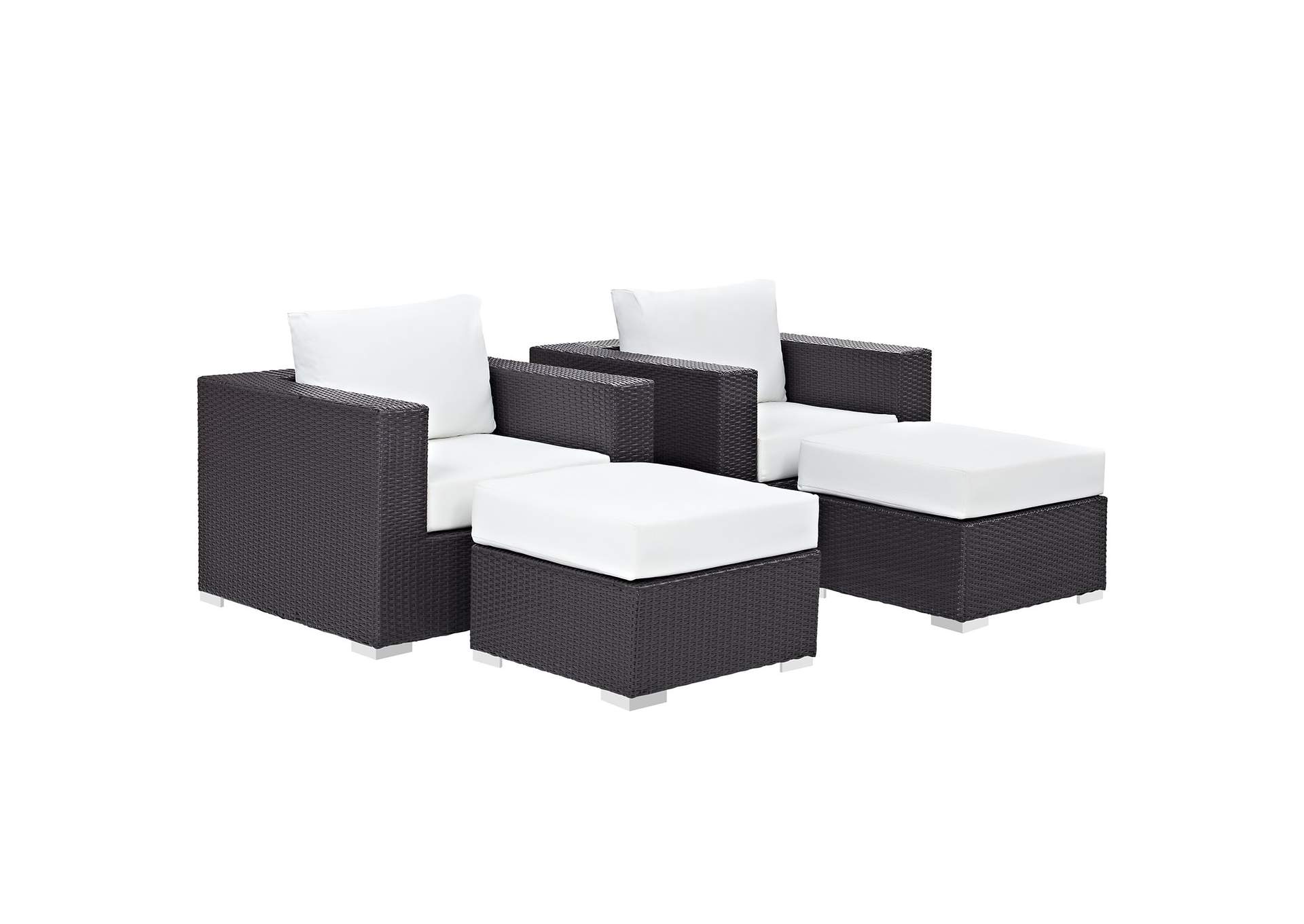 Convene Espresso White 4 Piece Outdoor Patio Sectional Set,Modway