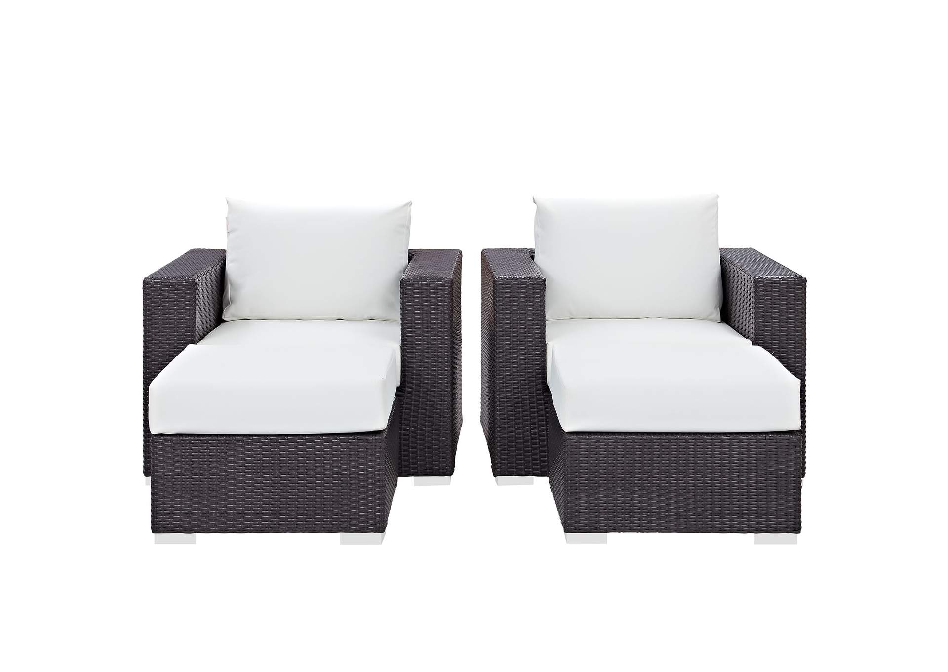 Convene Espresso White 4 Piece Outdoor Patio Sectional Set,Modway