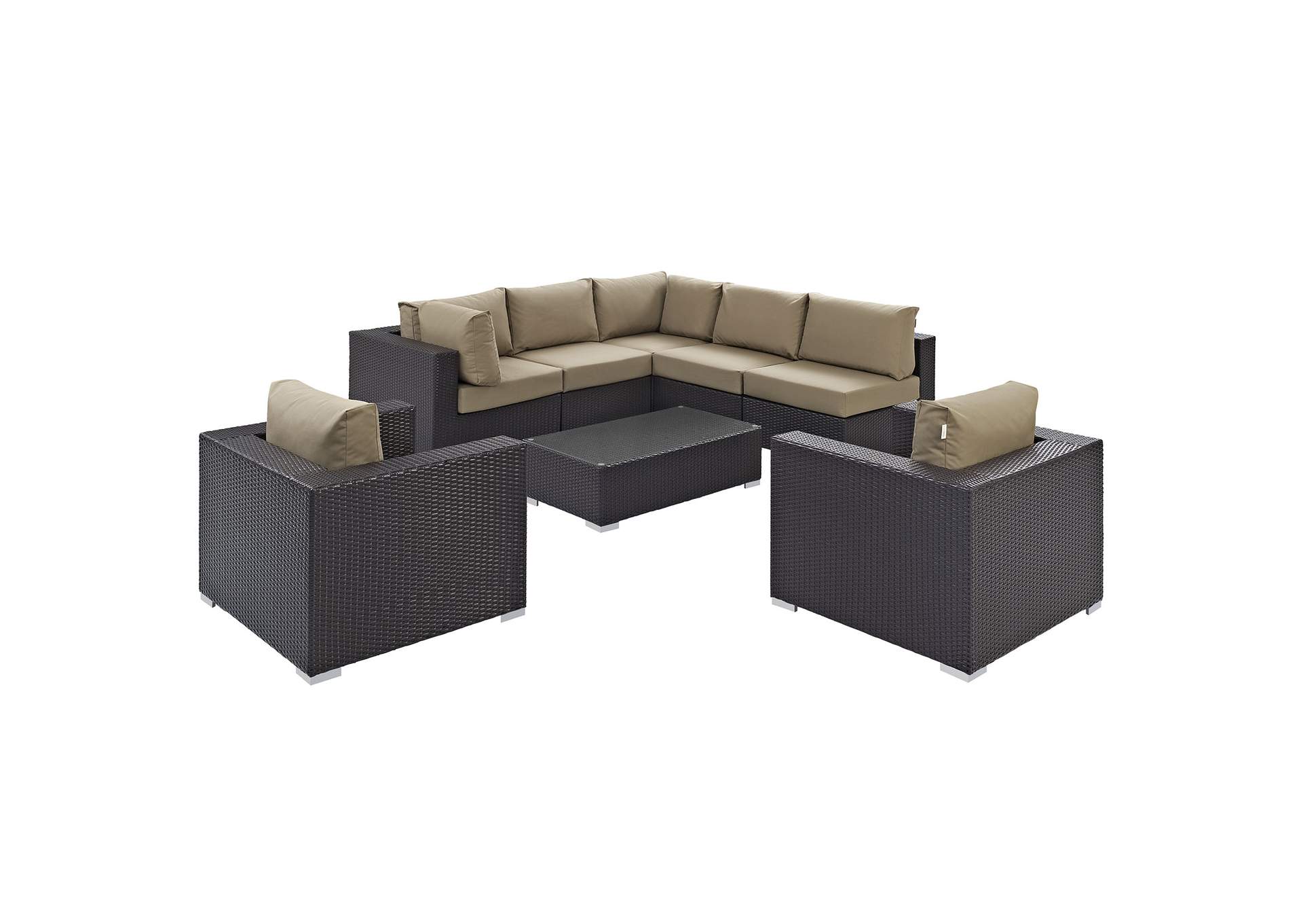 Convene Espresso Mocha 8 Piece Outdoor Patio Sectional Set,Modway