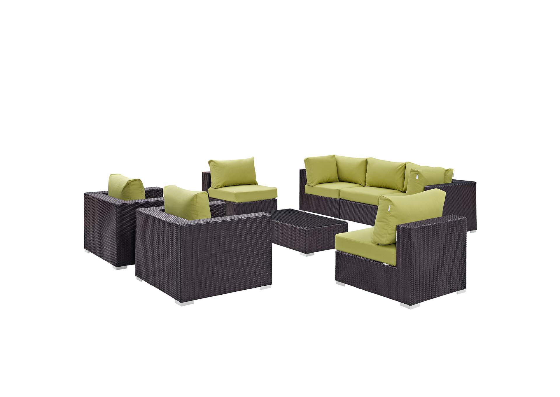 Convene Espresso 8 Piece Outdoor Patio Sectional Set,Modway