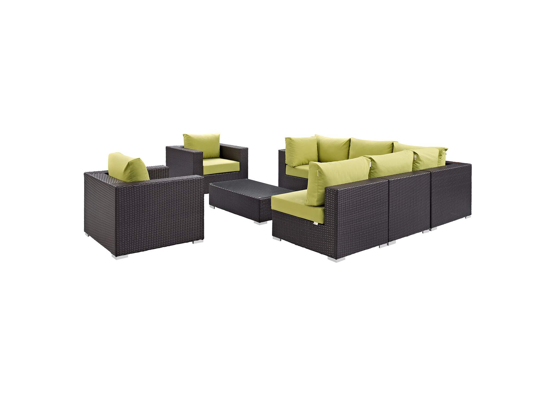 Convene Espresso 8 Piece Outdoor Patio Sectional Set,Modway