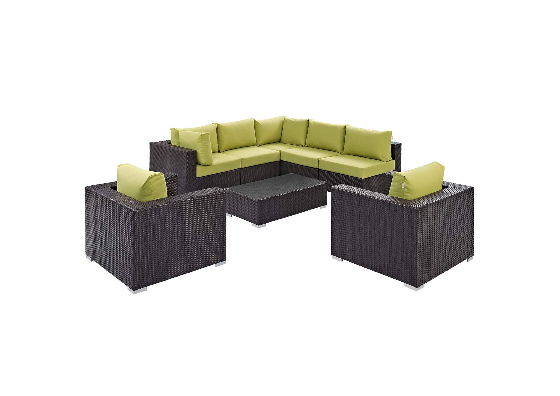 Convene Espresso 8 Piece Outdoor Patio Sectional Set,Modway