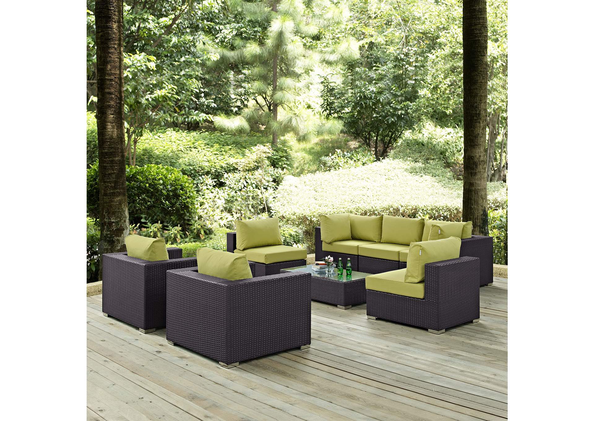 Convene Espresso 8 Piece Outdoor Patio Sectional Set,Modway