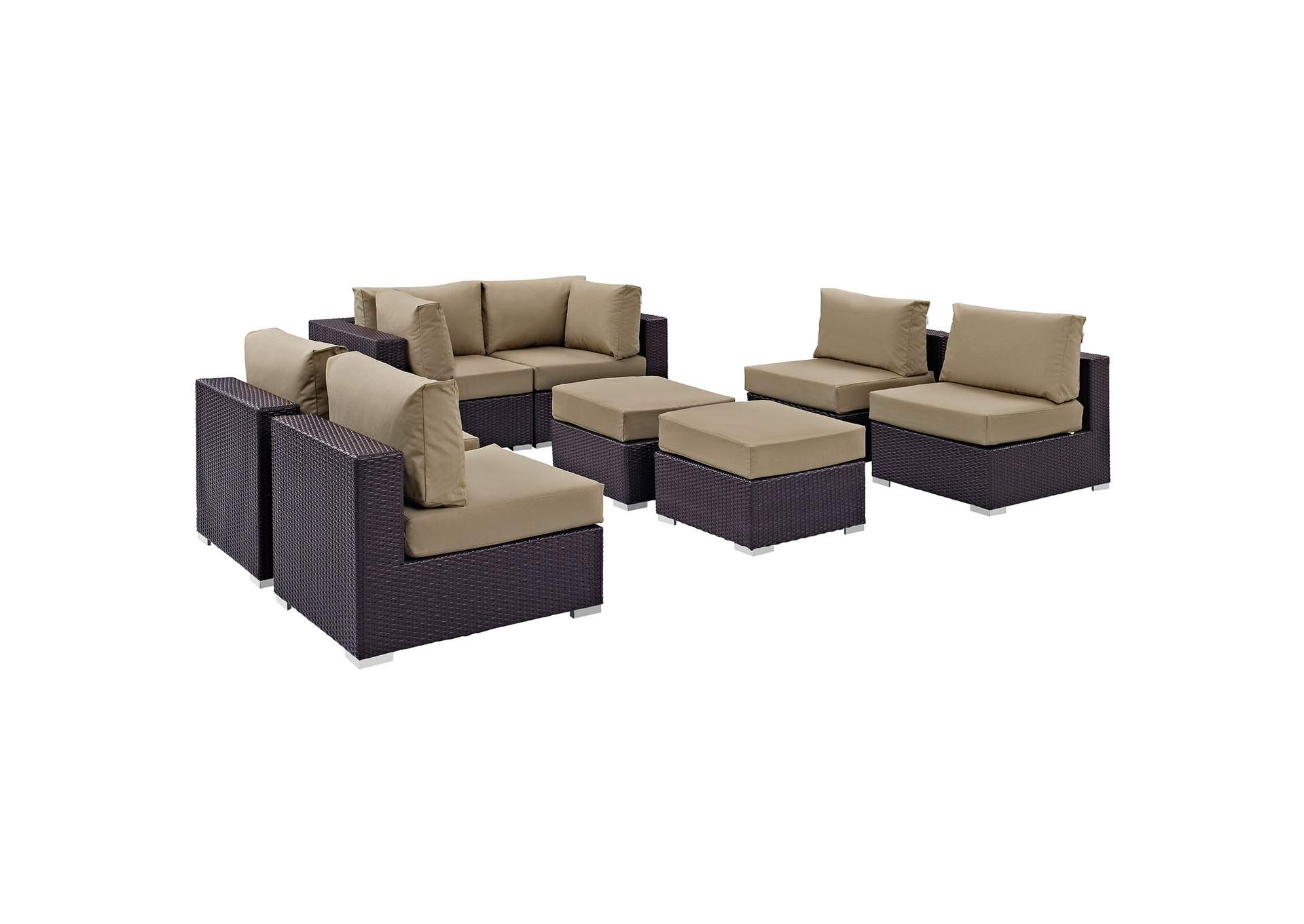 Convene Espresso Mocha 8 Piece Outdoor Patio Sectional Set,Modway