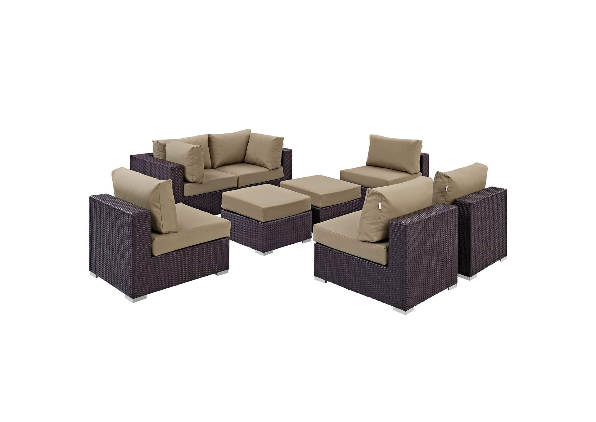 Convene Espresso Mocha 8 Piece Outdoor Patio Sectional Set,Modway