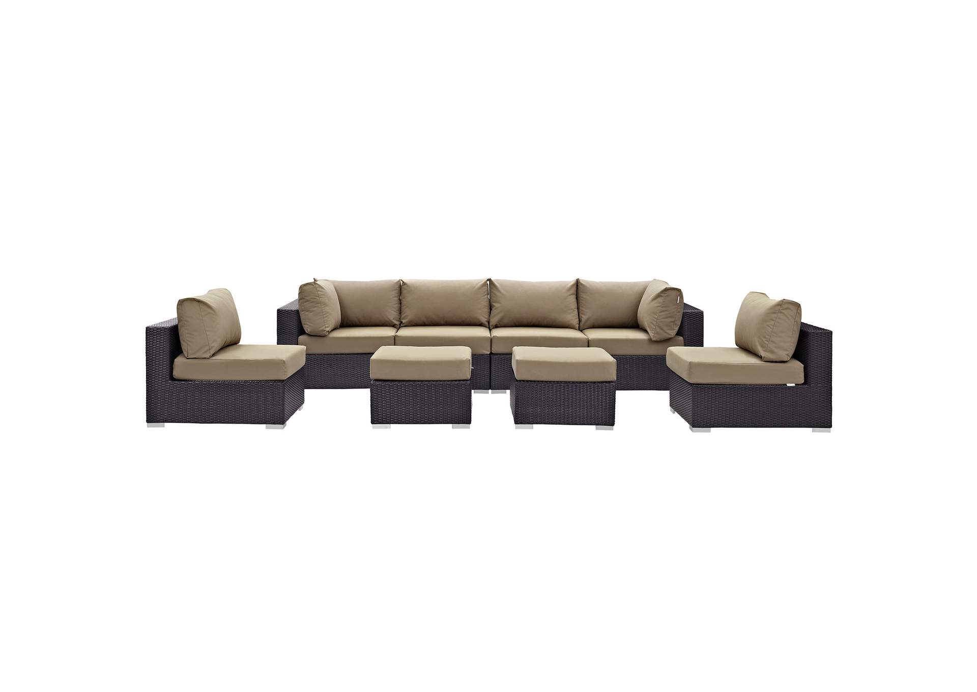 Convene Espresso Mocha 8 Piece Outdoor Patio Sectional Set,Modway