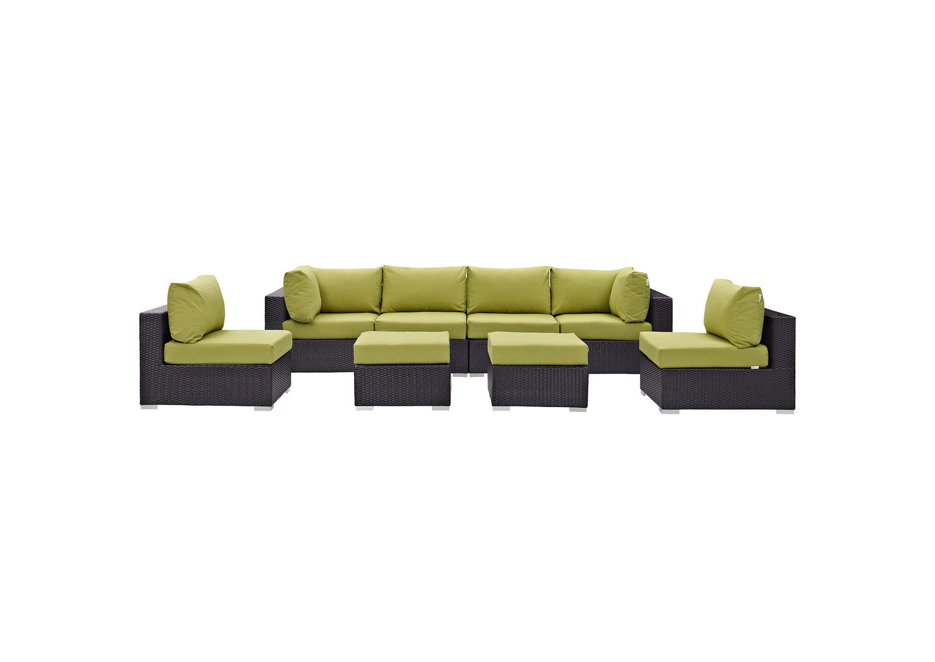 Convene Espresso Peridot 8 Piece Outdoor Patio Sectional Set,Modway