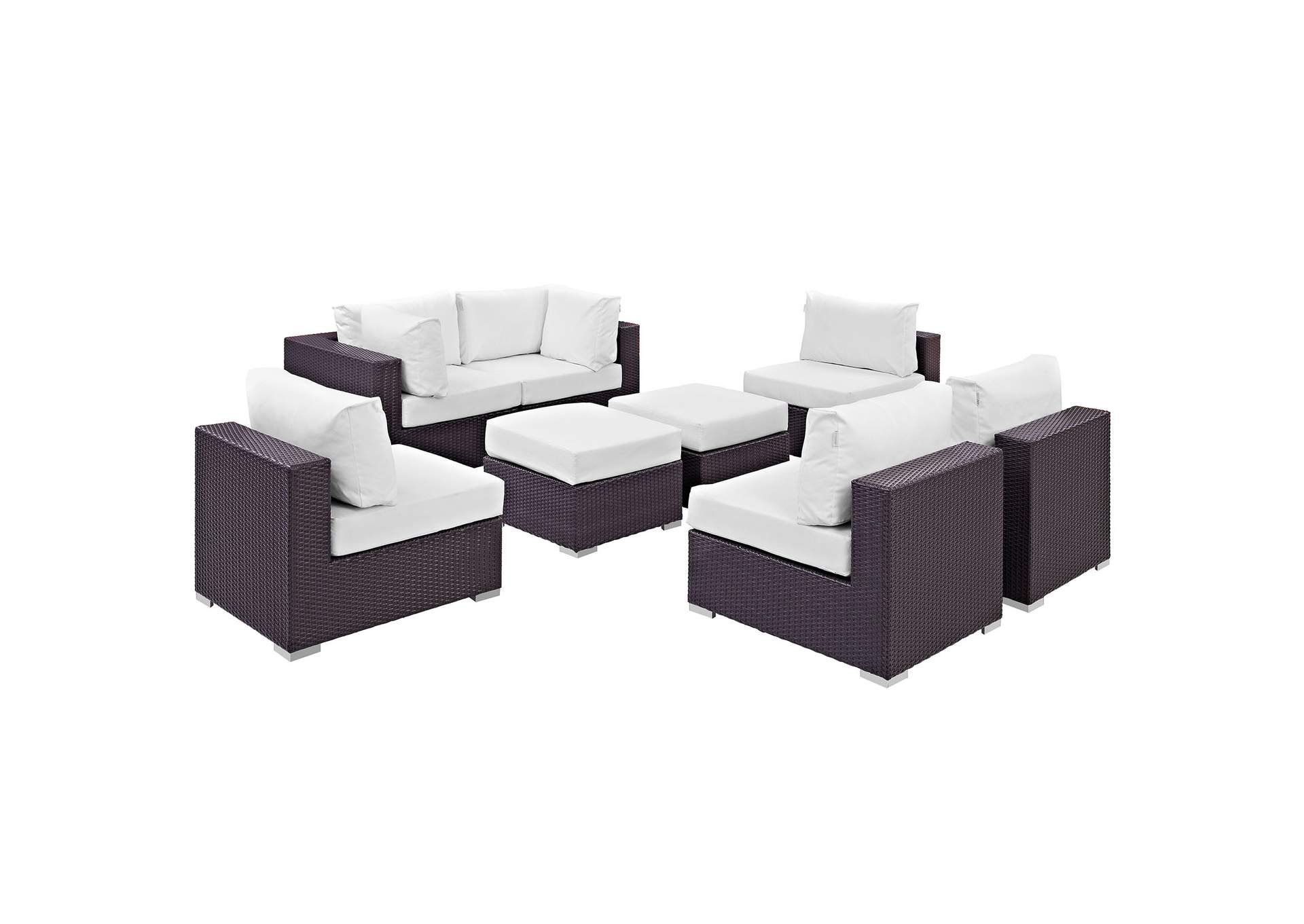 Convene Espresso White 8 Piece Outdoor Patio Sectional Set,Modway