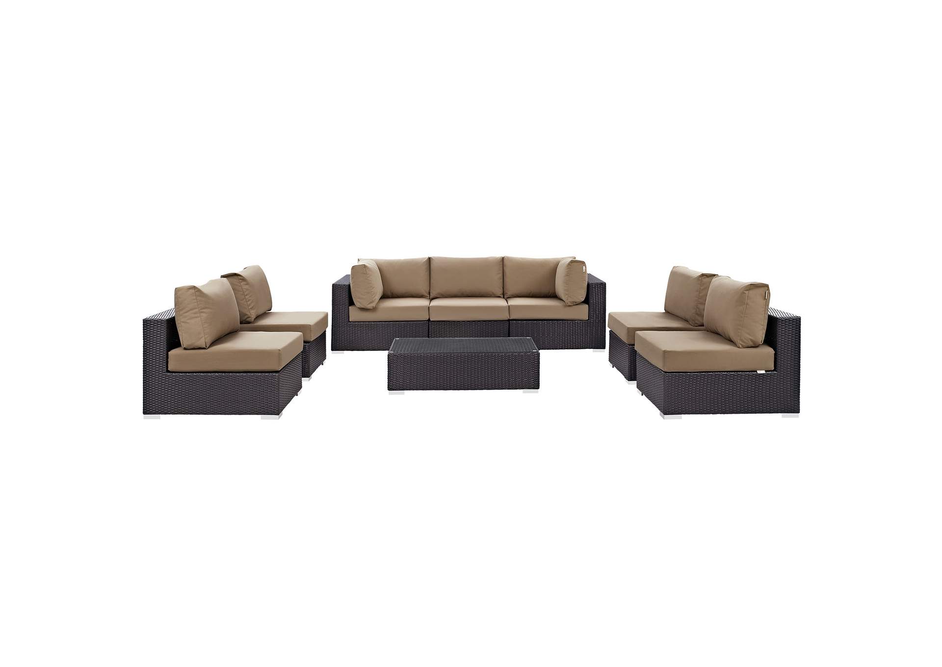 Convene Espresso Mocha 8 Piece Outdoor Patio Sectional Set,Modway