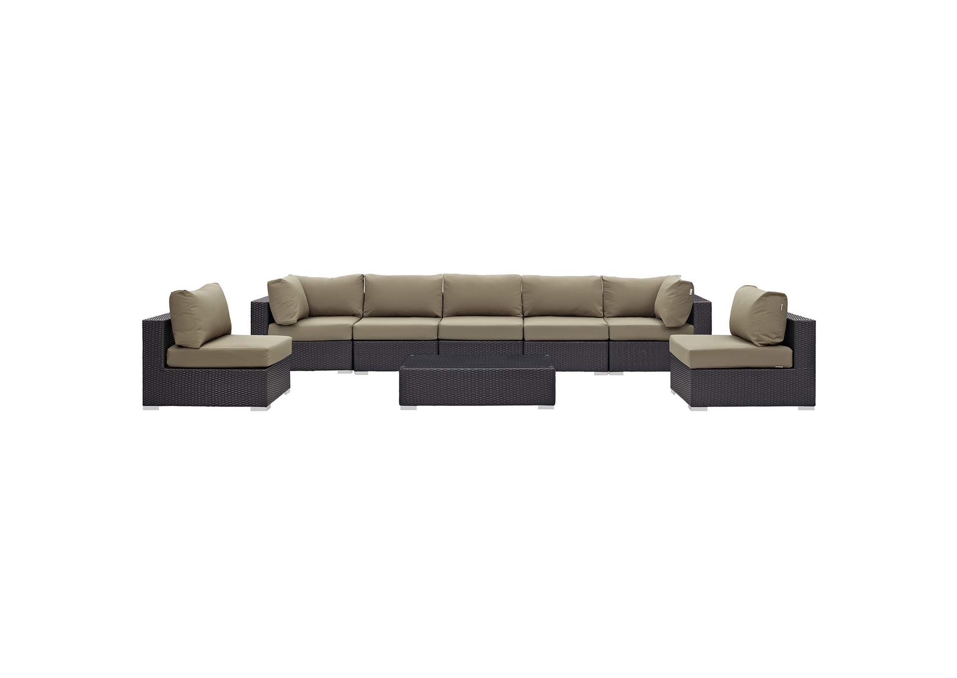 Convene Espresso Mocha 8 Piece Outdoor Patio Sectional Set,Modway