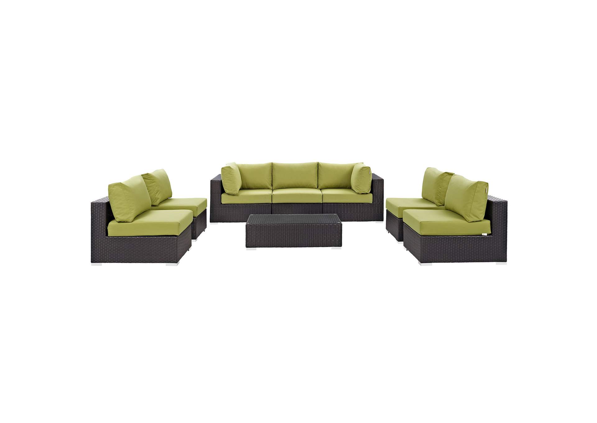 Convene Espresso Peridot 8 Piece Outdoor Patio Sectional Set,Modway