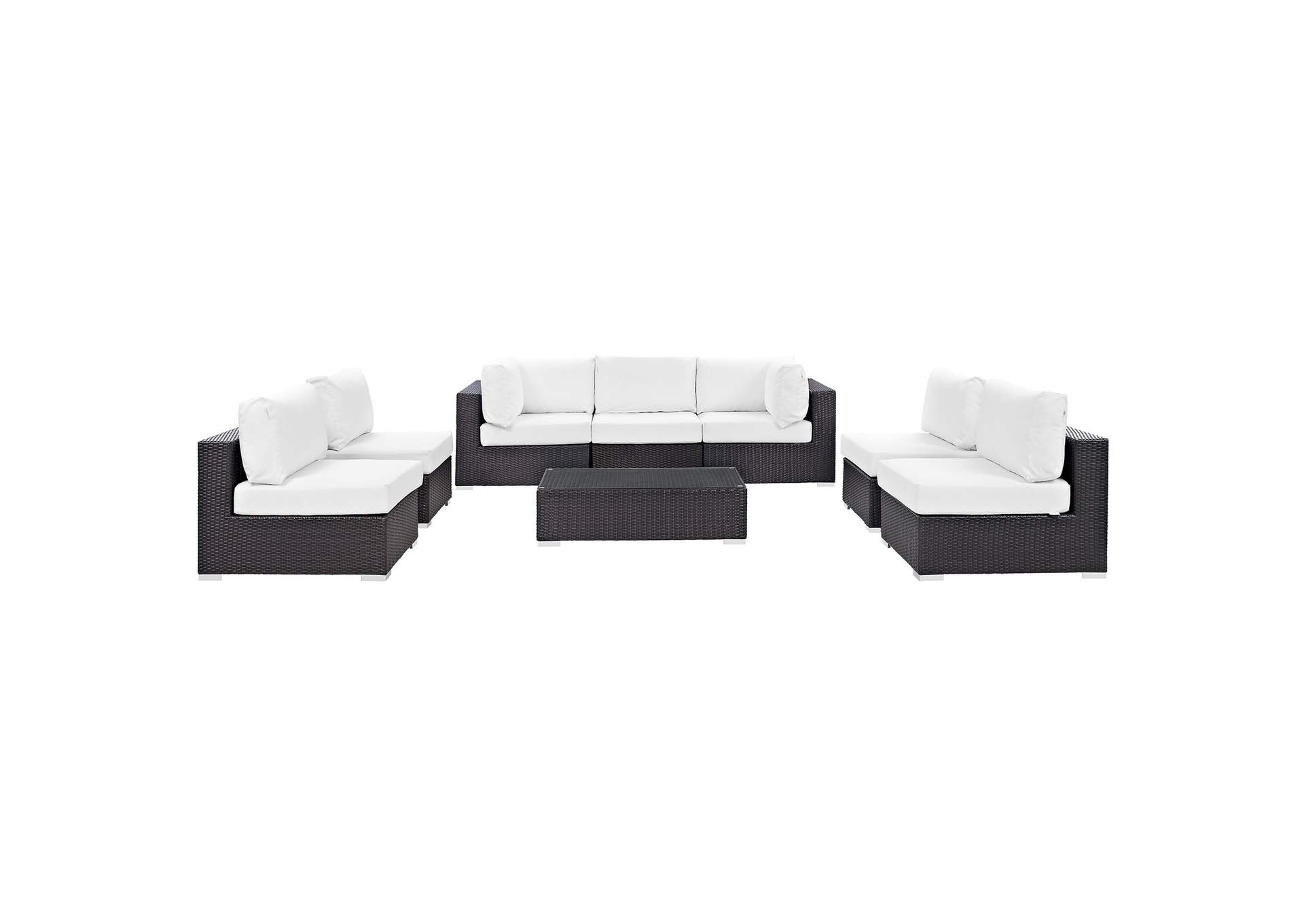 Convene Espresso White 8 Piece Outdoor Patio Sectional Set,Modway