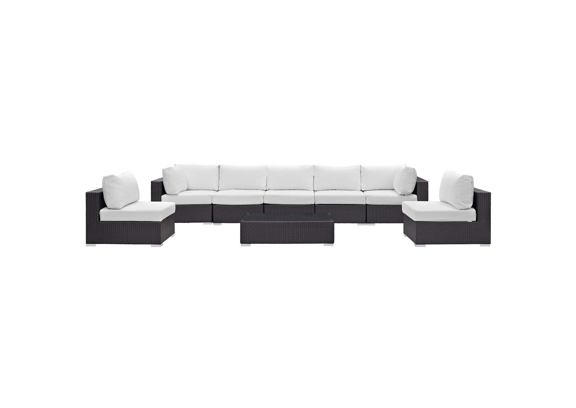 Convene Espresso White 8 Piece Outdoor Patio Sectional Set,Modway