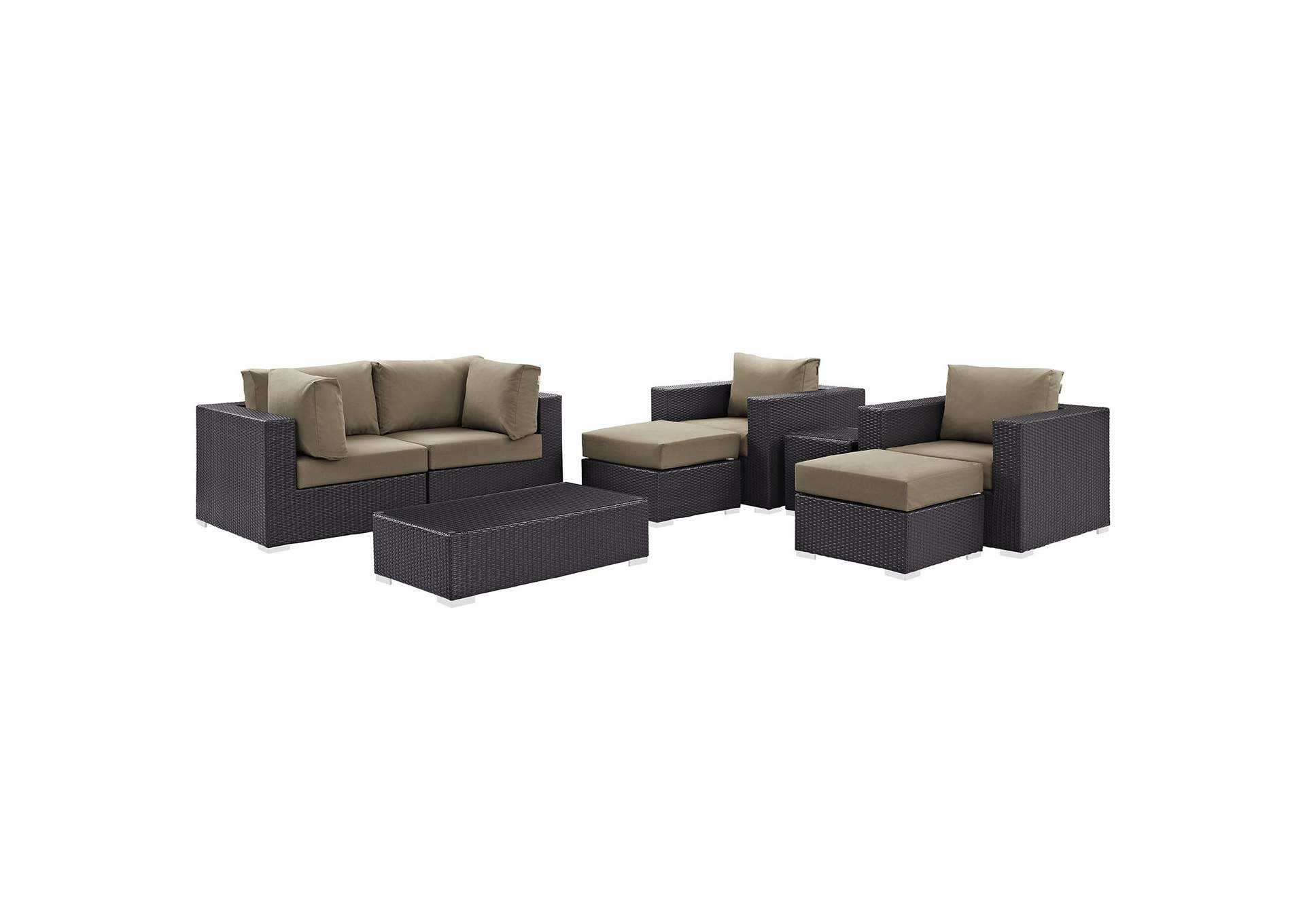 Convene Espresso Mocha 8 Piece Outdoor Patio Sectional Set,Modway