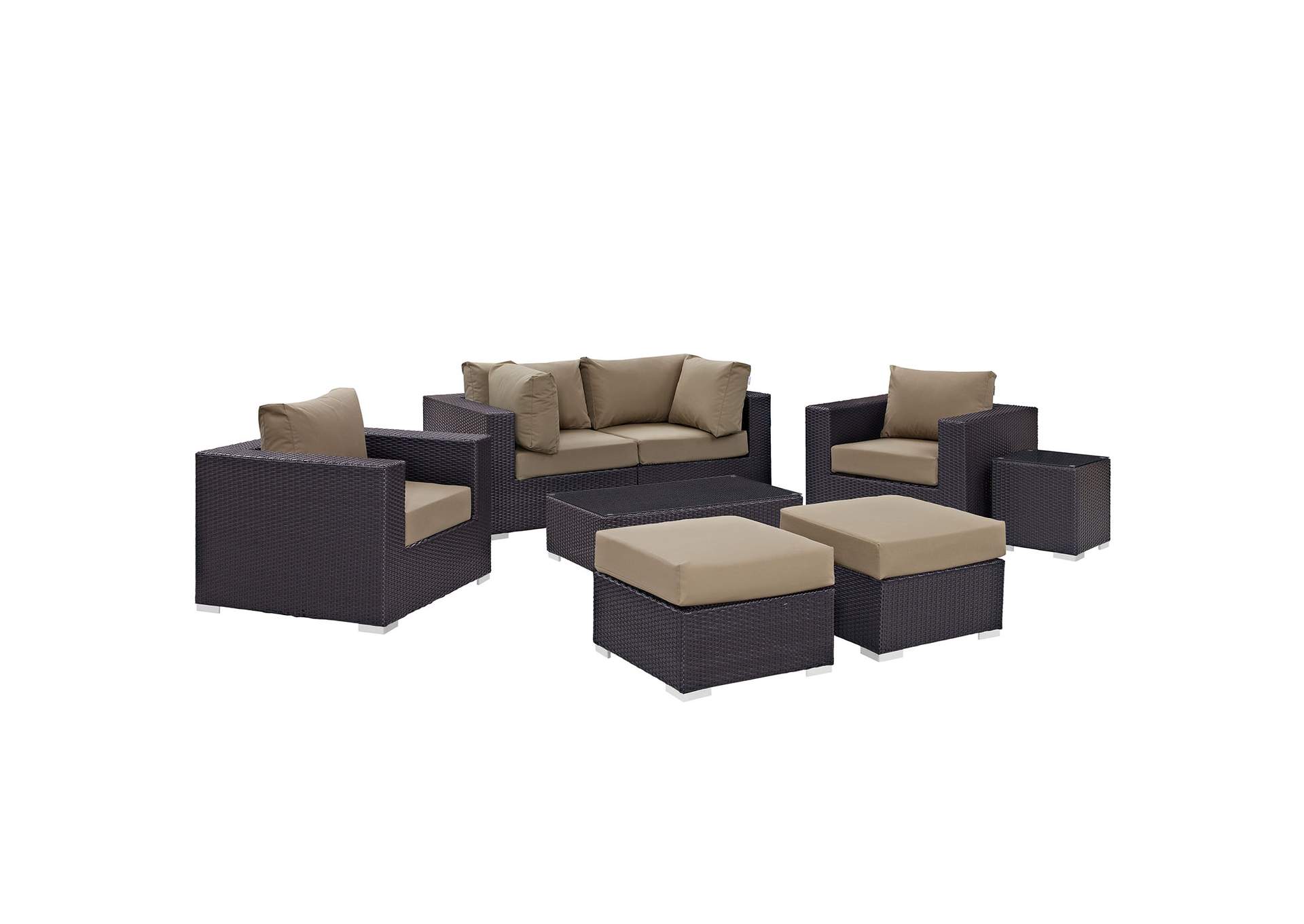 Convene Espresso Mocha 8 Piece Outdoor Patio Sectional Set,Modway