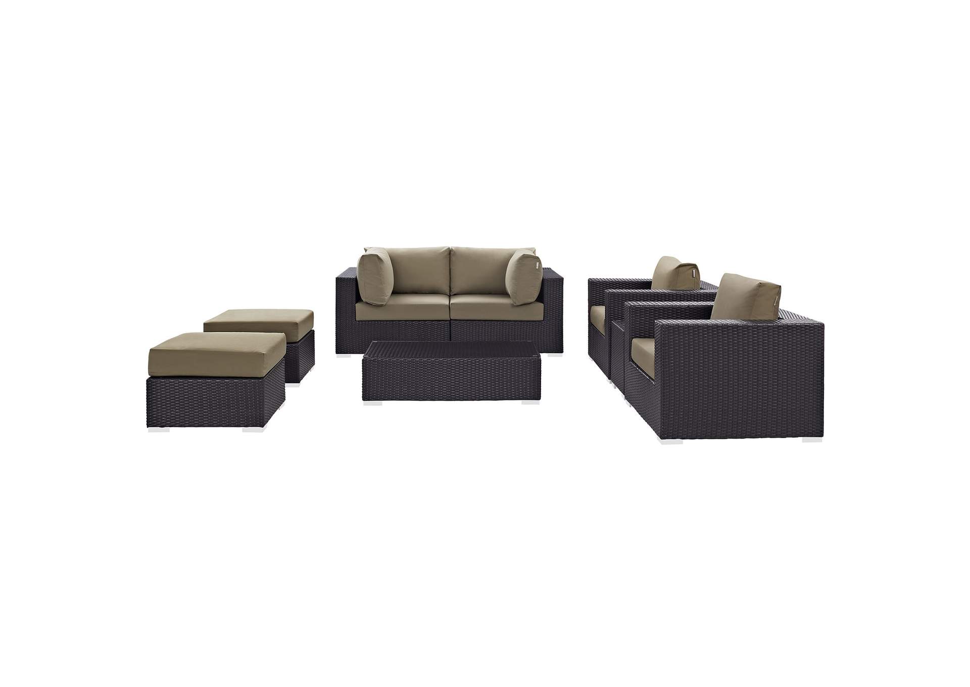 Convene Espresso Mocha 8 Piece Outdoor Patio Sectional Set,Modway