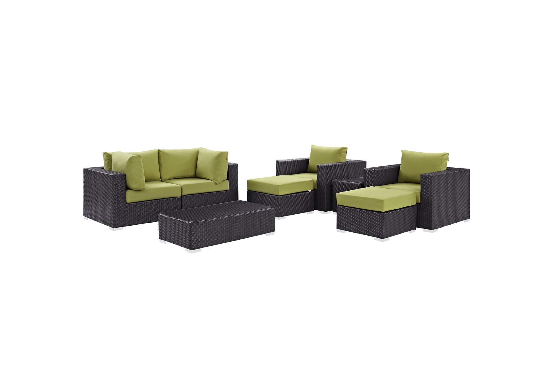 Convene Espresso Peridot 8 Piece Outdoor Patio Sectional Set,Modway