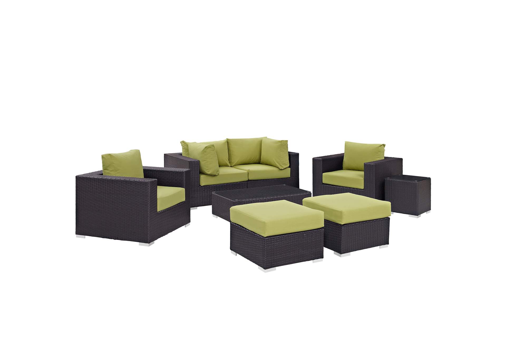 Convene Espresso Peridot 8 Piece Outdoor Patio Sectional Set,Modway