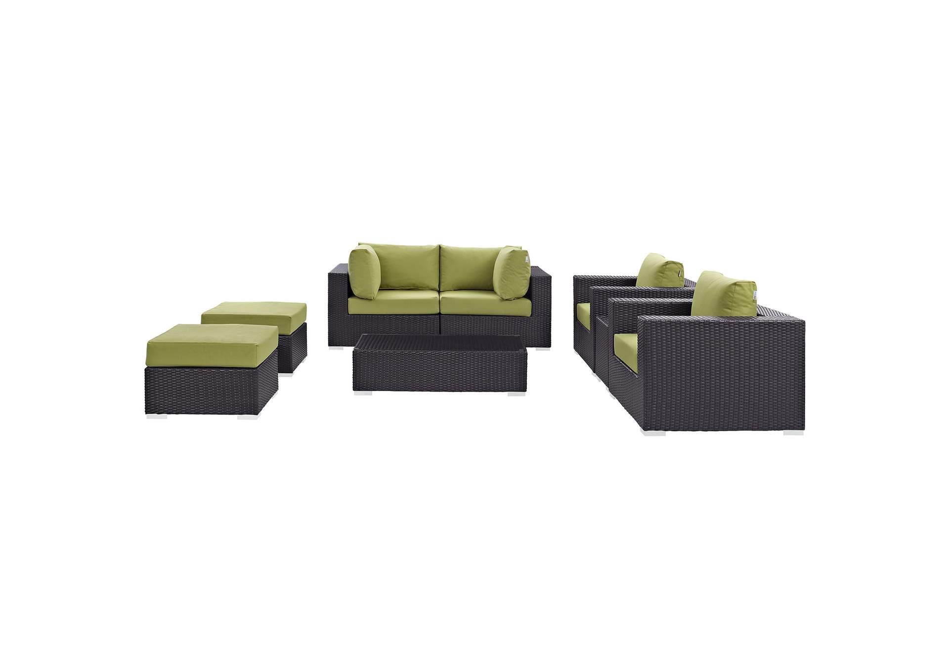 Convene Espresso Peridot 8 Piece Outdoor Patio Sectional Set,Modway