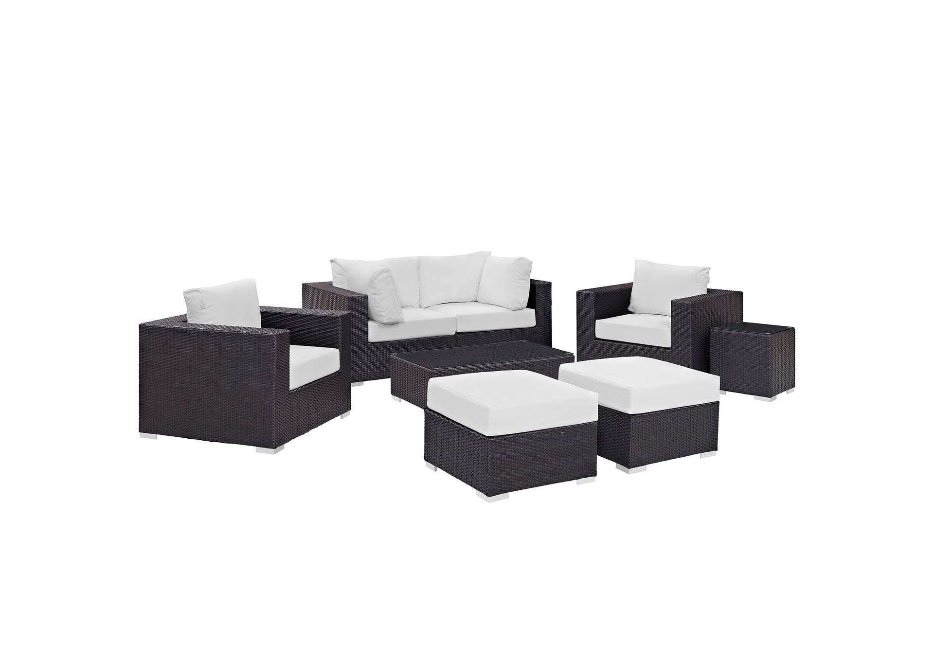 Convene Espresso White 8 Piece Outdoor Patio Sectional Set,Modway