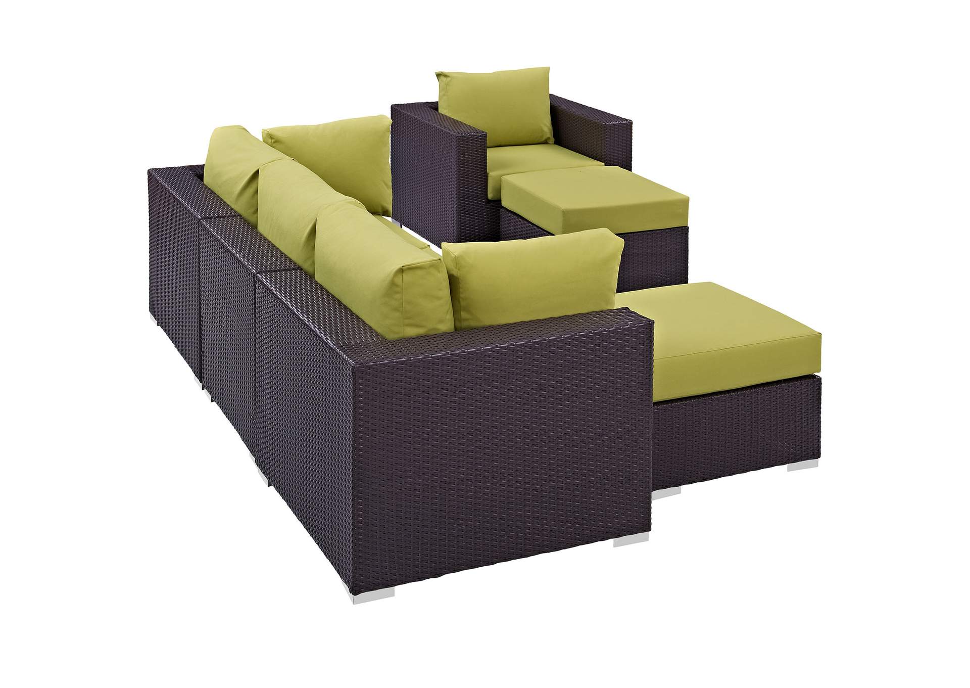 Convene Espresso Peridot 6 Piece Outdoor Patio Sectional Set,Modway