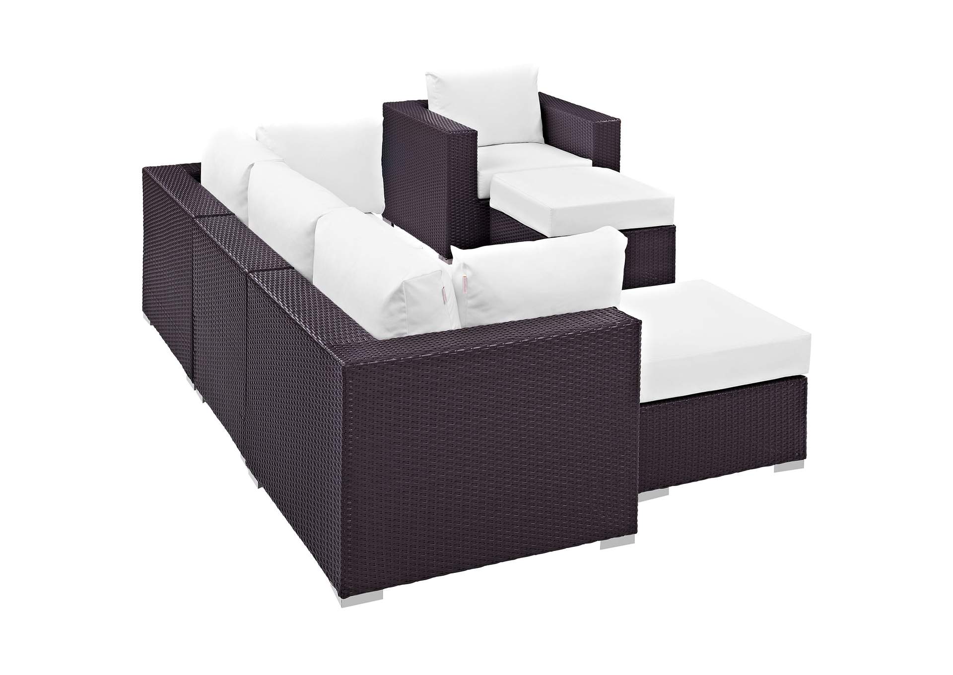 Convene Espresso White 6 Piece Outdoor Patio Sectional Set,Modway