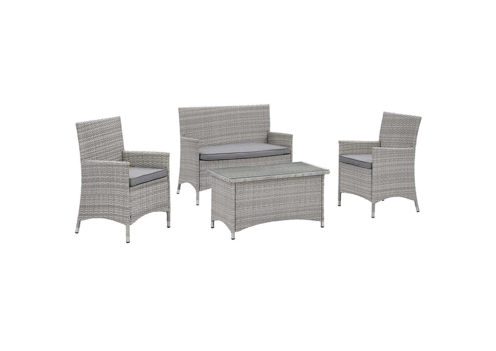 Bridge Light Gray Gray 4 Piece Outdoor Patio Patio Conversation Set,Modway