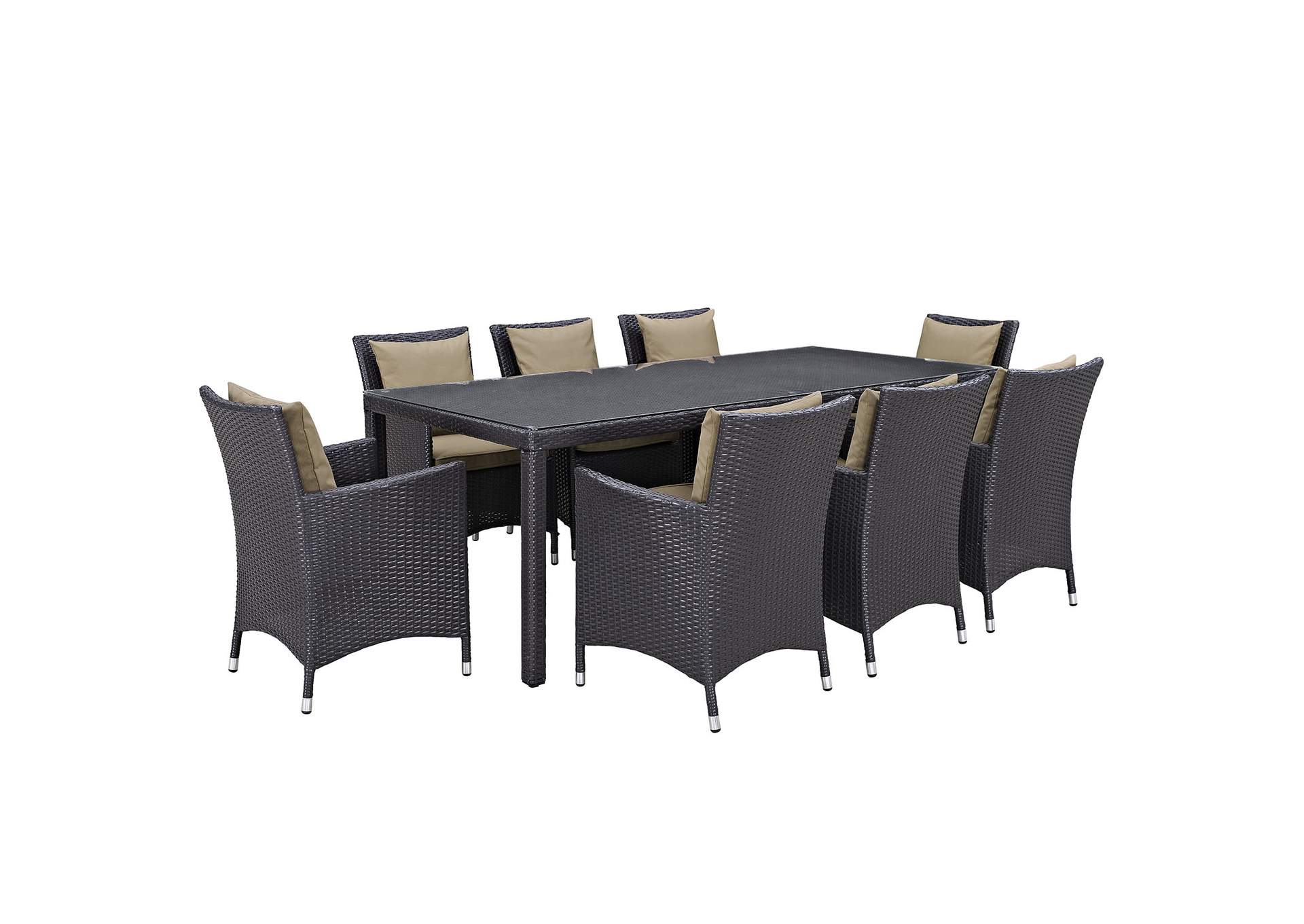 Espresso Mocha Convene 9 Piece Outdoor Patio Dining Set,Modway