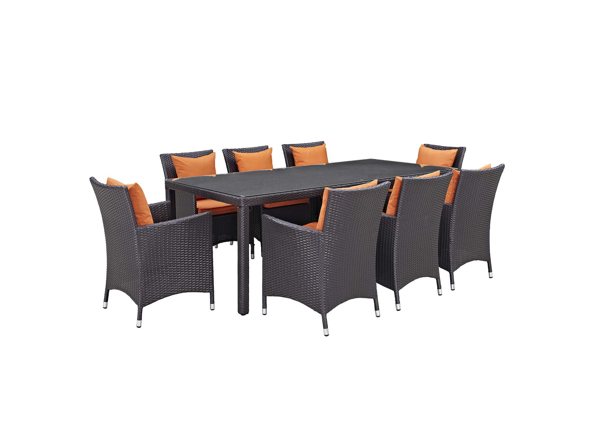 Espresso Orange Convene 9 Piece Outdoor Patio Dining Set,Modway