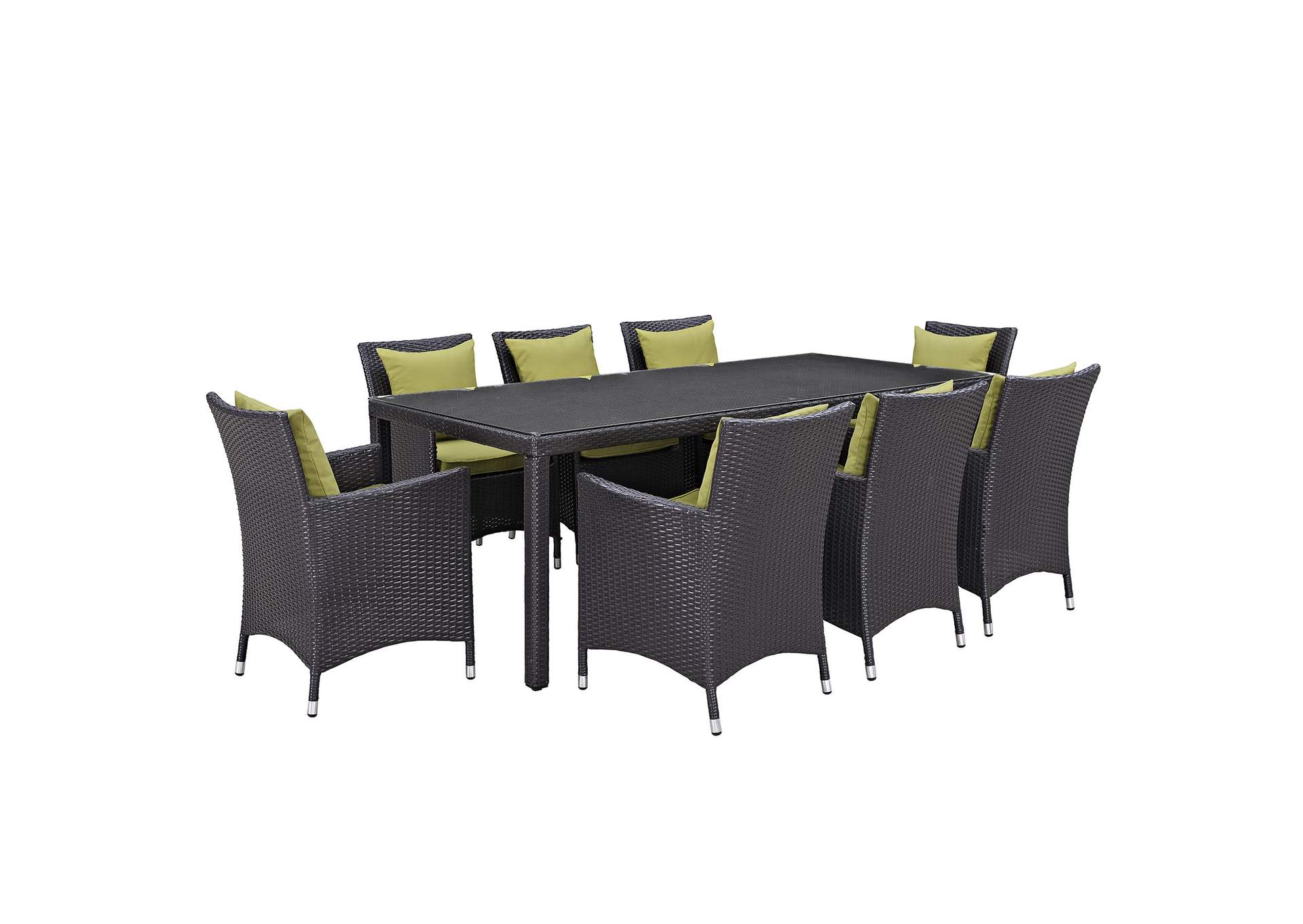 Espresso Peridot Convene 9 Piece Outdoor Patio Dining Set,Modway