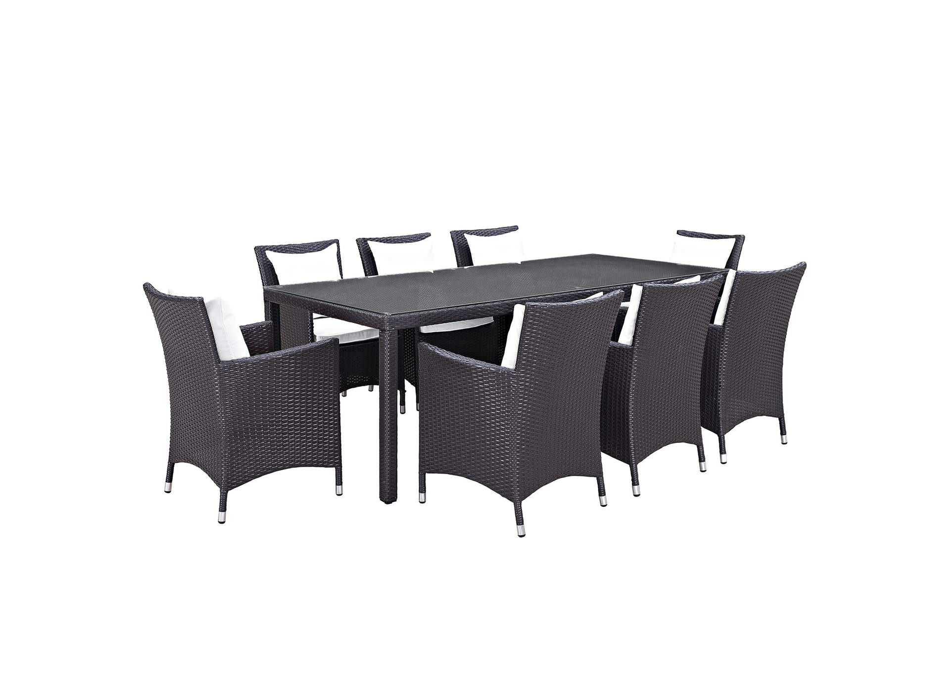 Espresso White Convene 9 Piece Outdoor Patio Dining Set,Modway