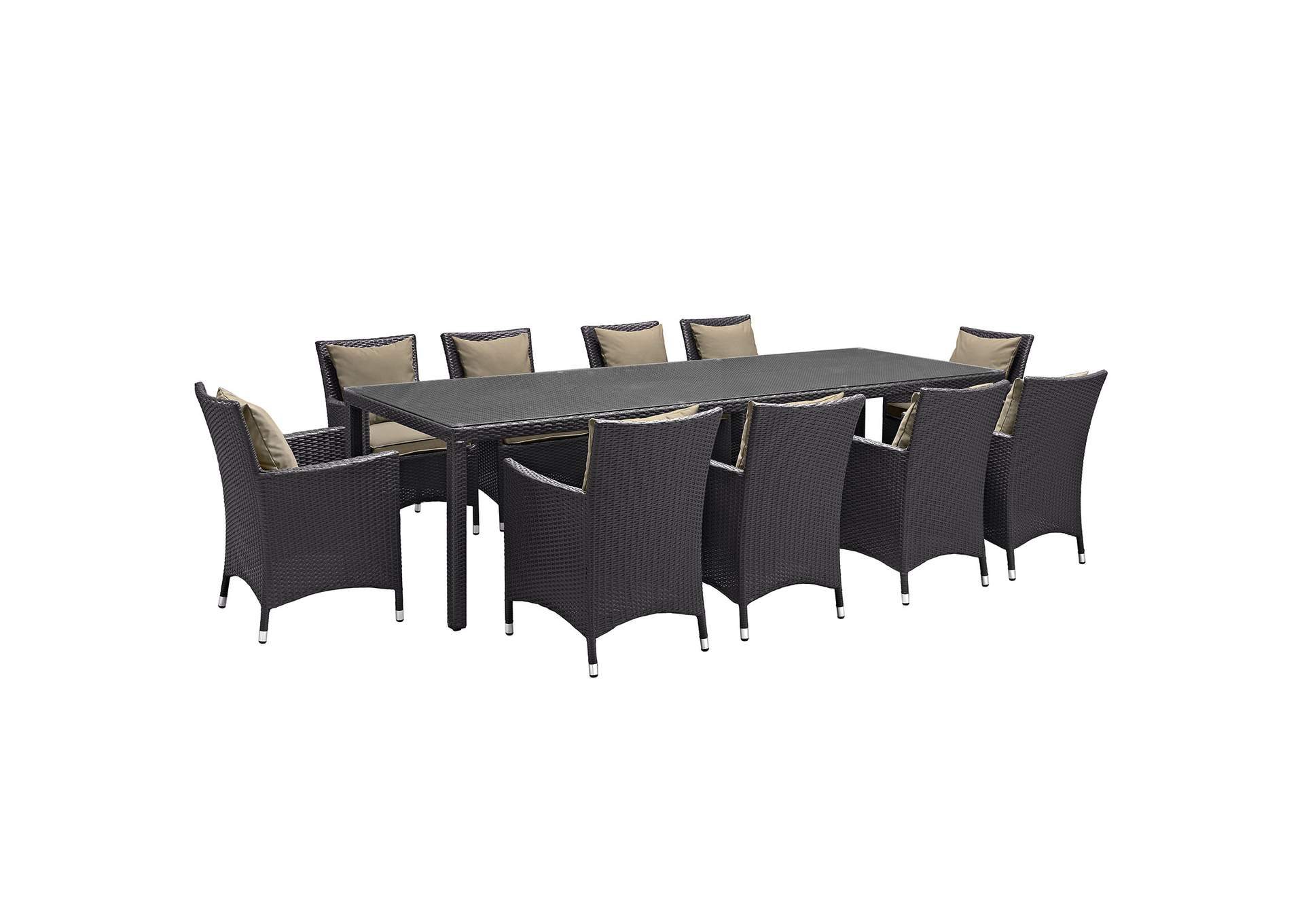 Espresso Mocha Convene 11 Piece Outdoor Patio Dining Set,Modway