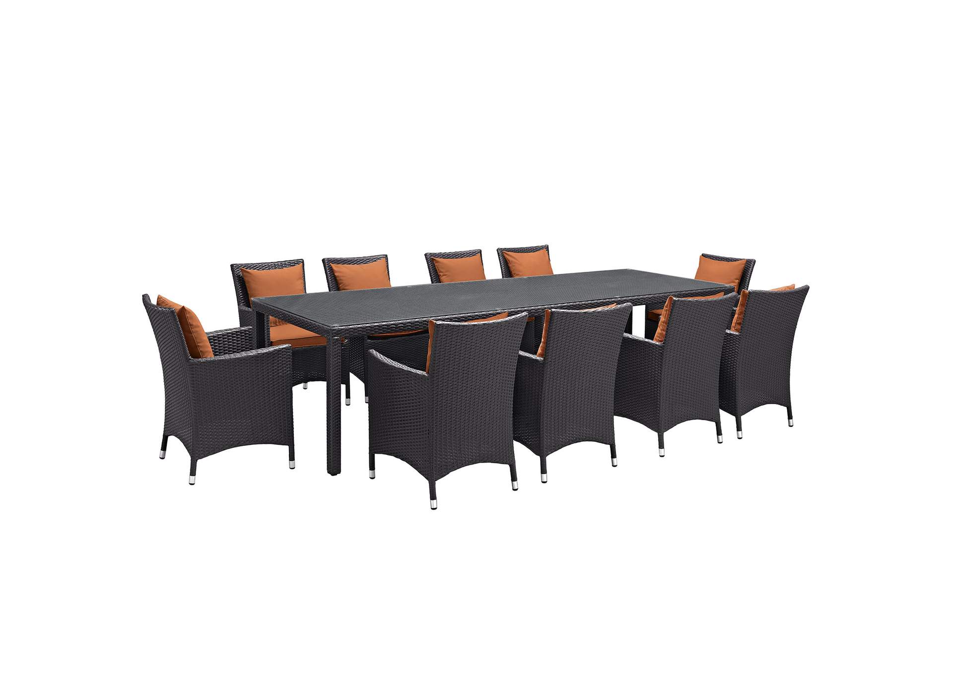 Espresso Orange Convene 11 Piece Outdoor Patio Dining Set,Modway