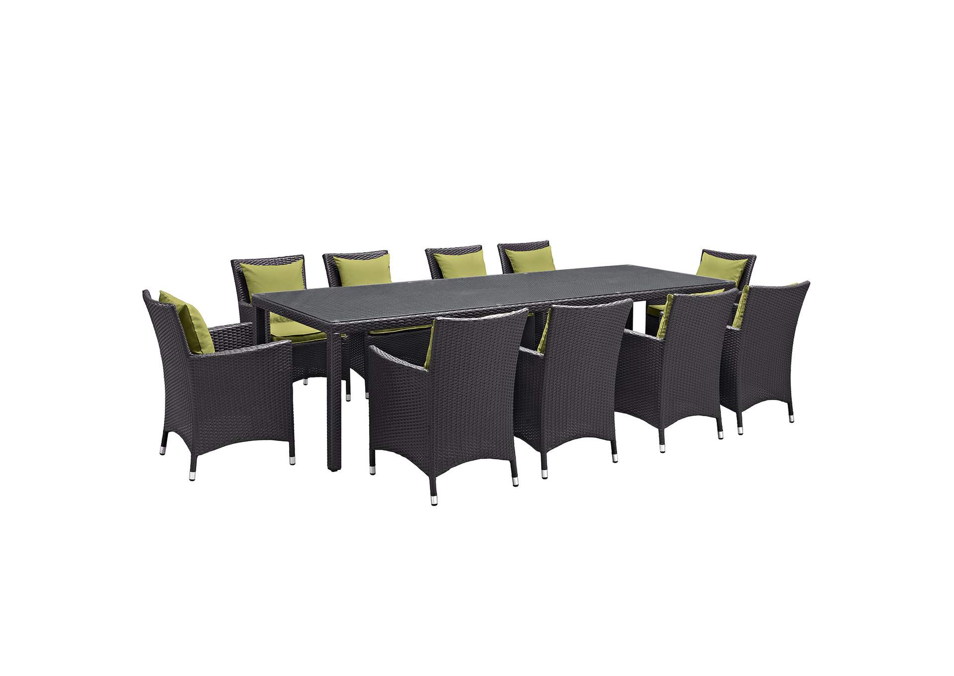 Espresso Peridot Convene 11 Piece Outdoor Patio Dining Set,Modway