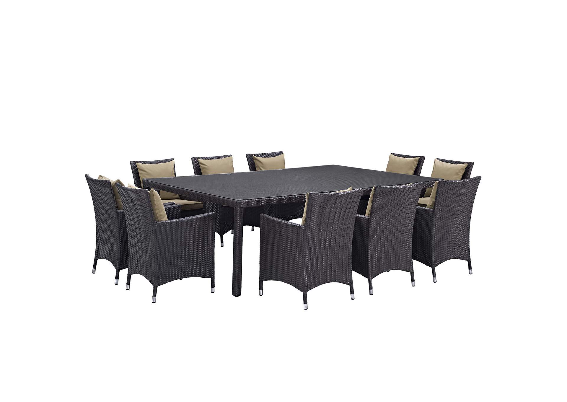 Espresso Mocha Convene 11 Piece Outdoor Patio Dining Set,Modway