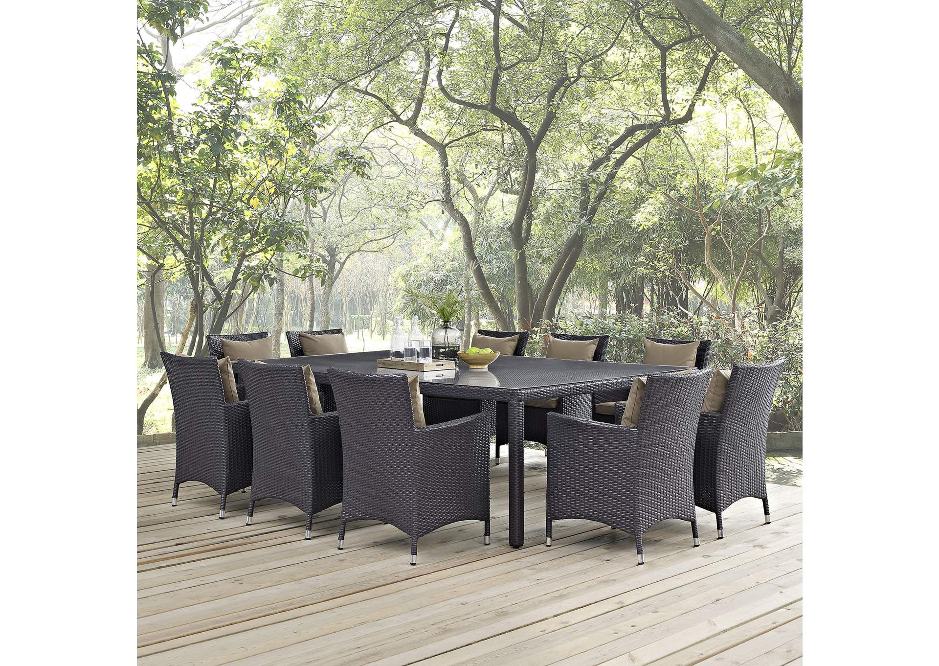 Espresso Mocha Convene 11 Piece Outdoor Patio Dining Set,Modway