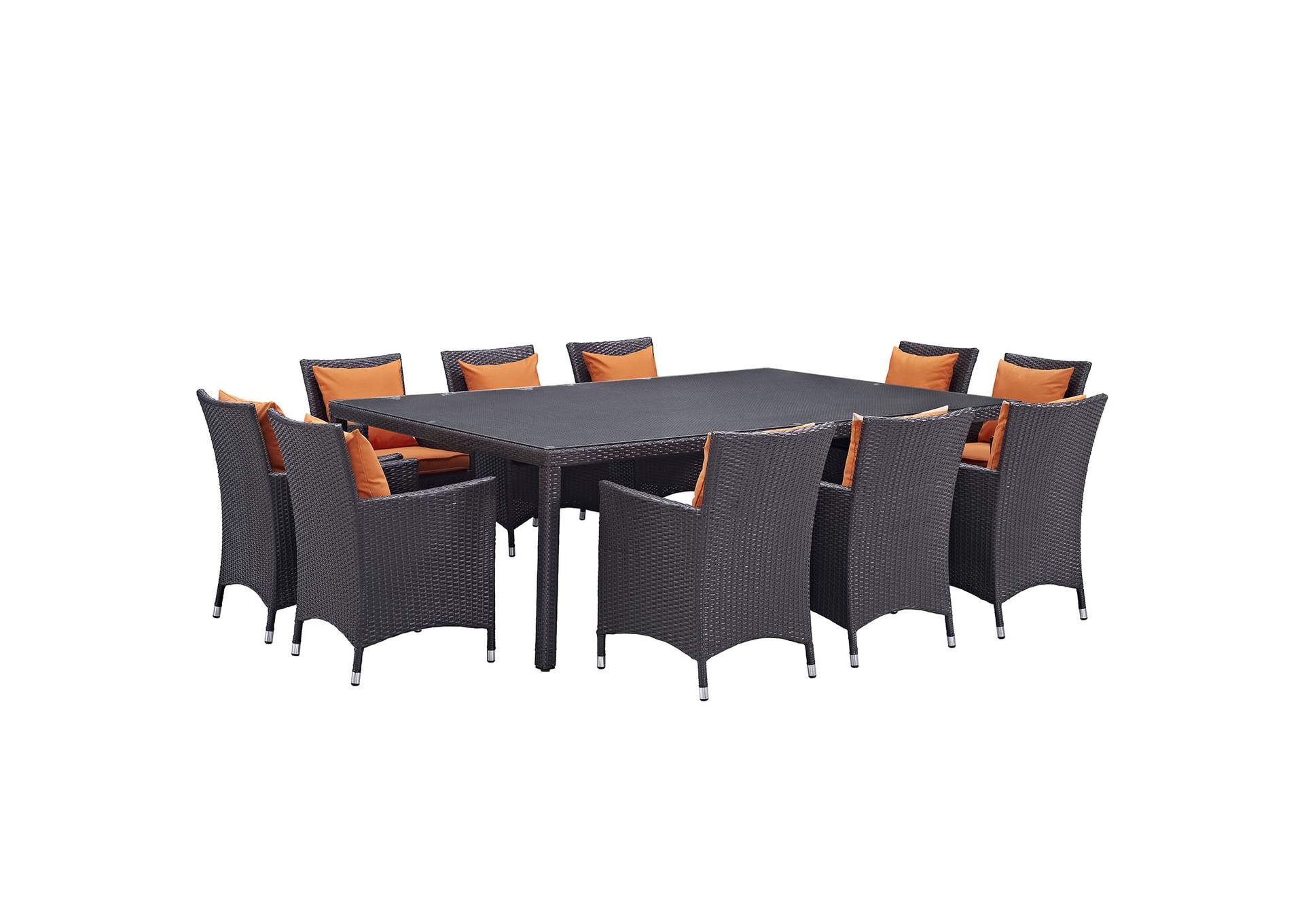 Espresso Orange Convene 11 Piece Outdoor Patio Dining Set,Modway