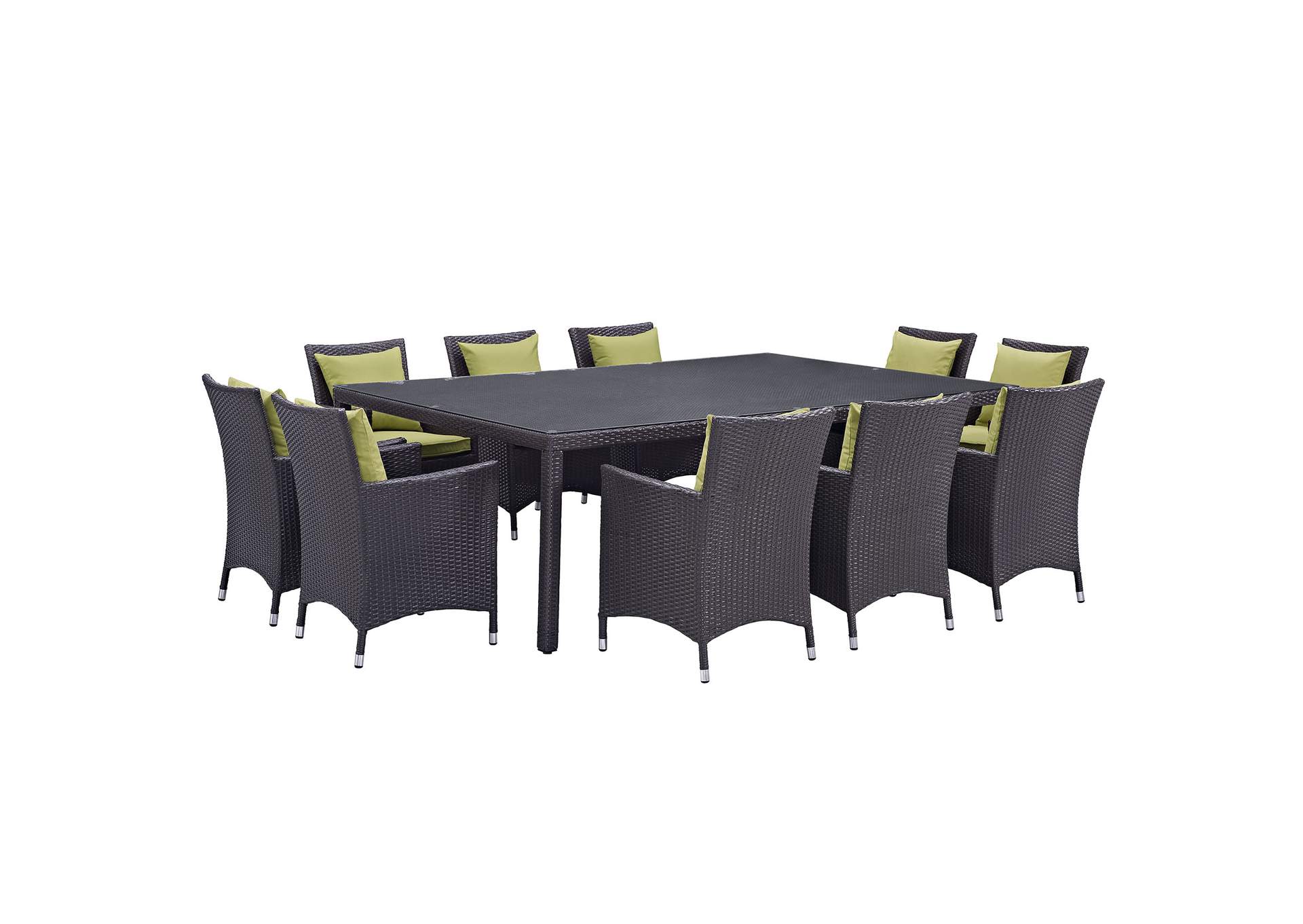 Espresso Peridot Convene 11 Piece Outdoor Patio Dining Set,Modway