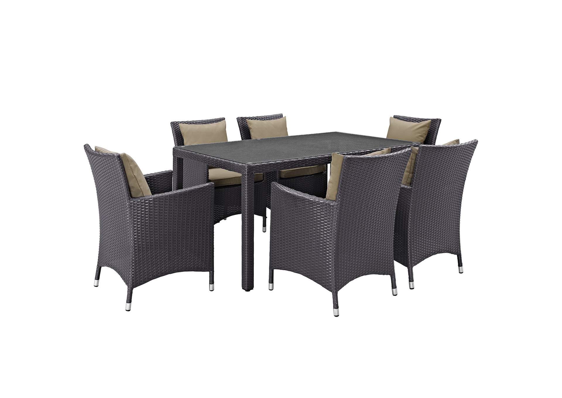 Espresso Mocha Convene 7 Piece Outdoor Patio Dining Set,Modway