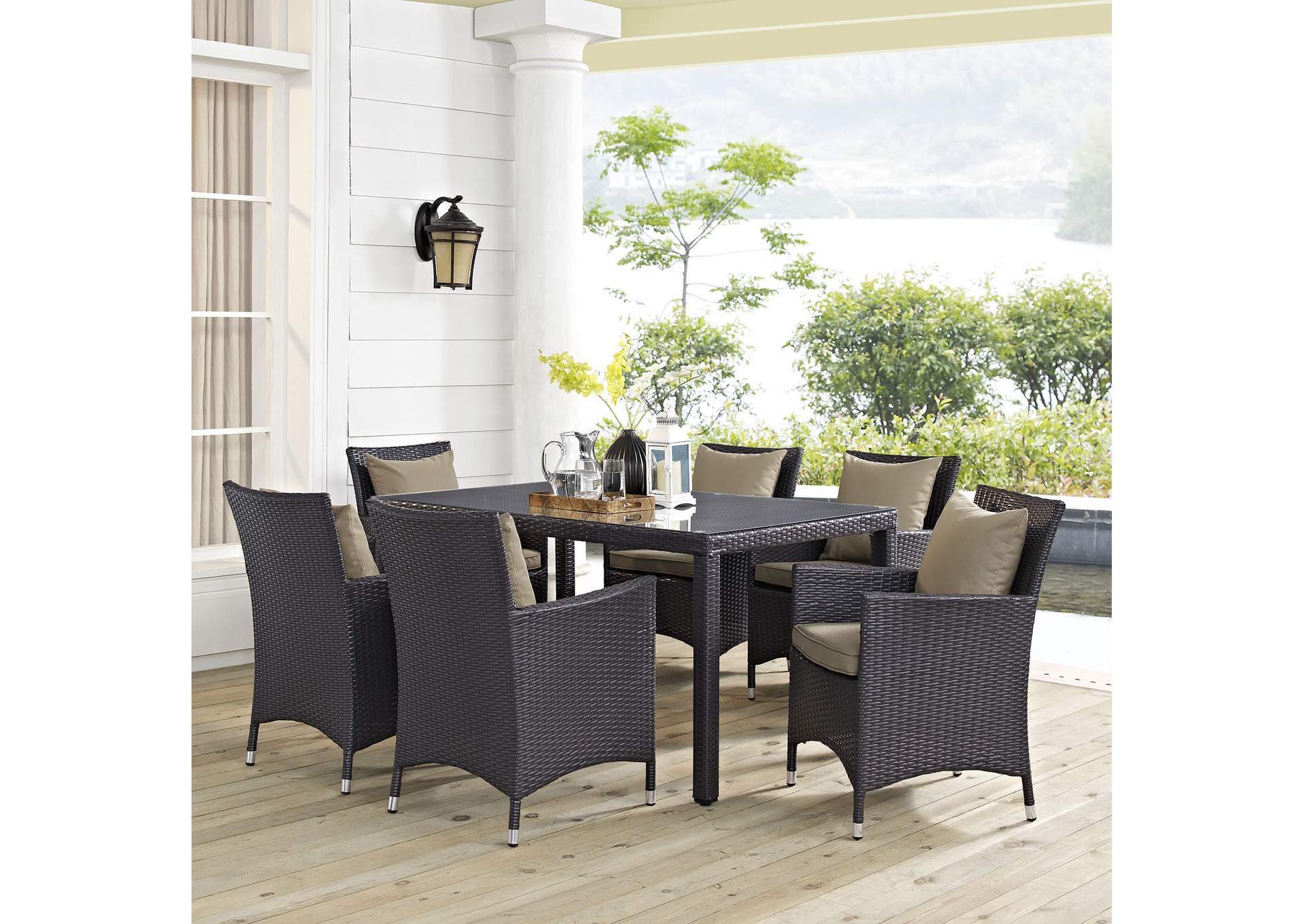 Espresso Mocha Convene 7 Piece Outdoor Patio Dining Set,Modway