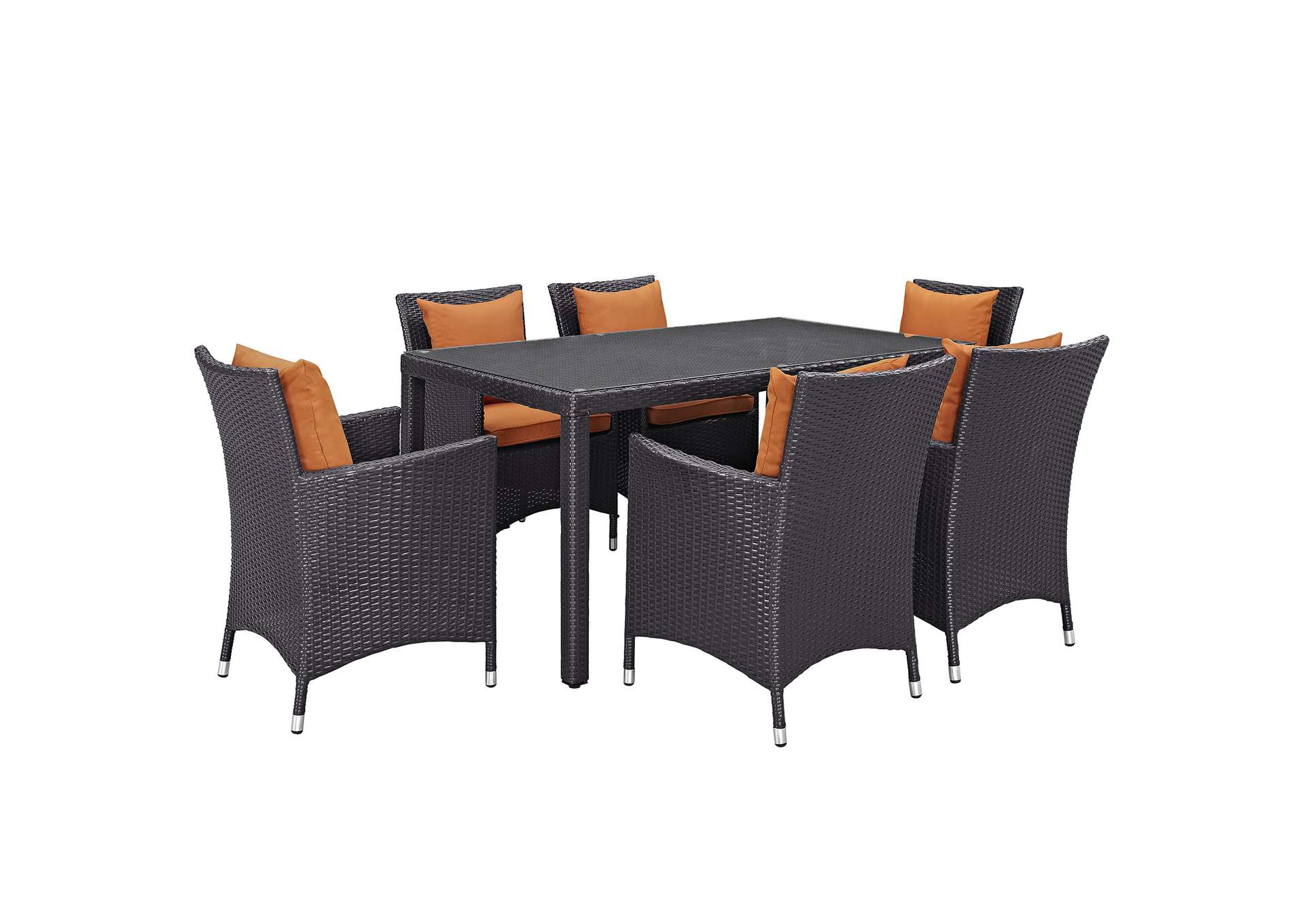 Espresso Orange Convene 7 Piece Outdoor Patio Dining Set,Modway