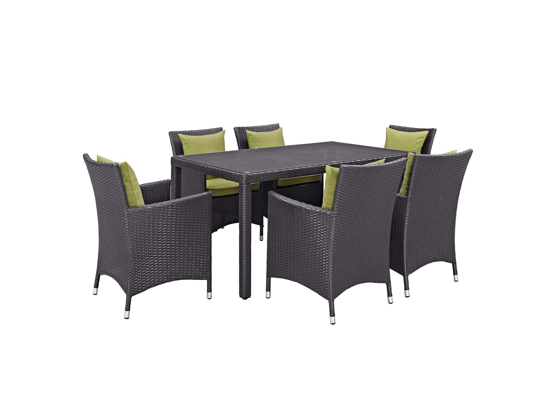 Espresso Peridot Convene 7 Piece Outdoor Patio Dining Set,Modway