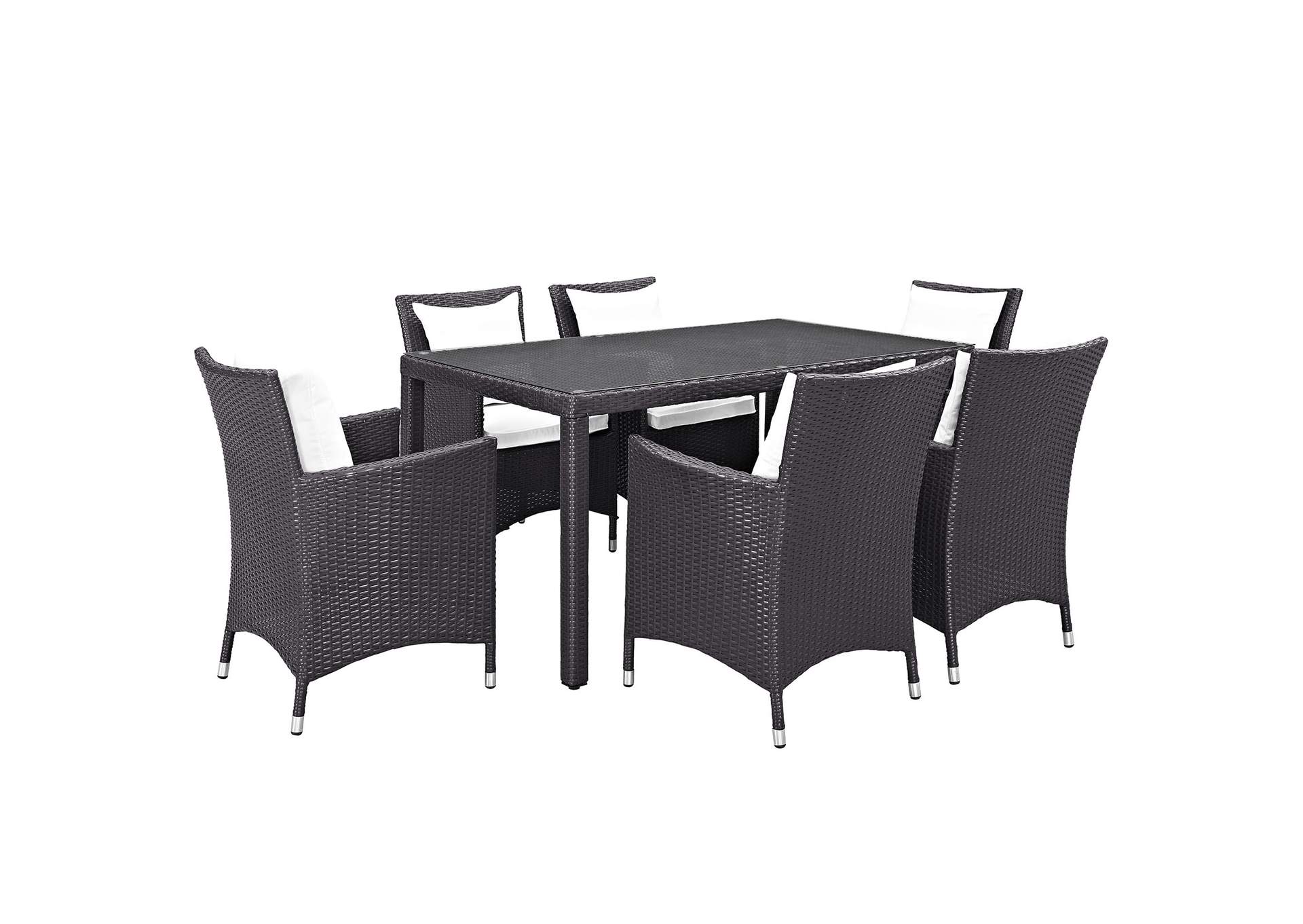 Espresso White Convene 7 Piece Outdoor Patio Dining Set,Modway