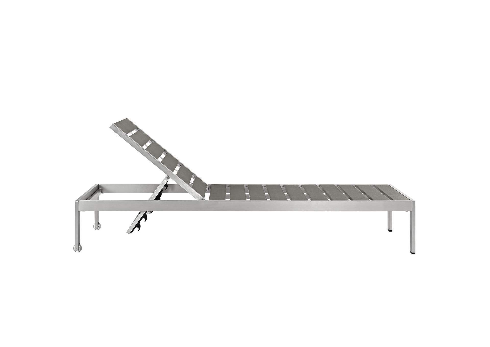 Shore Silver Gray Outdoor Patio Aluminum Chaise,Modway