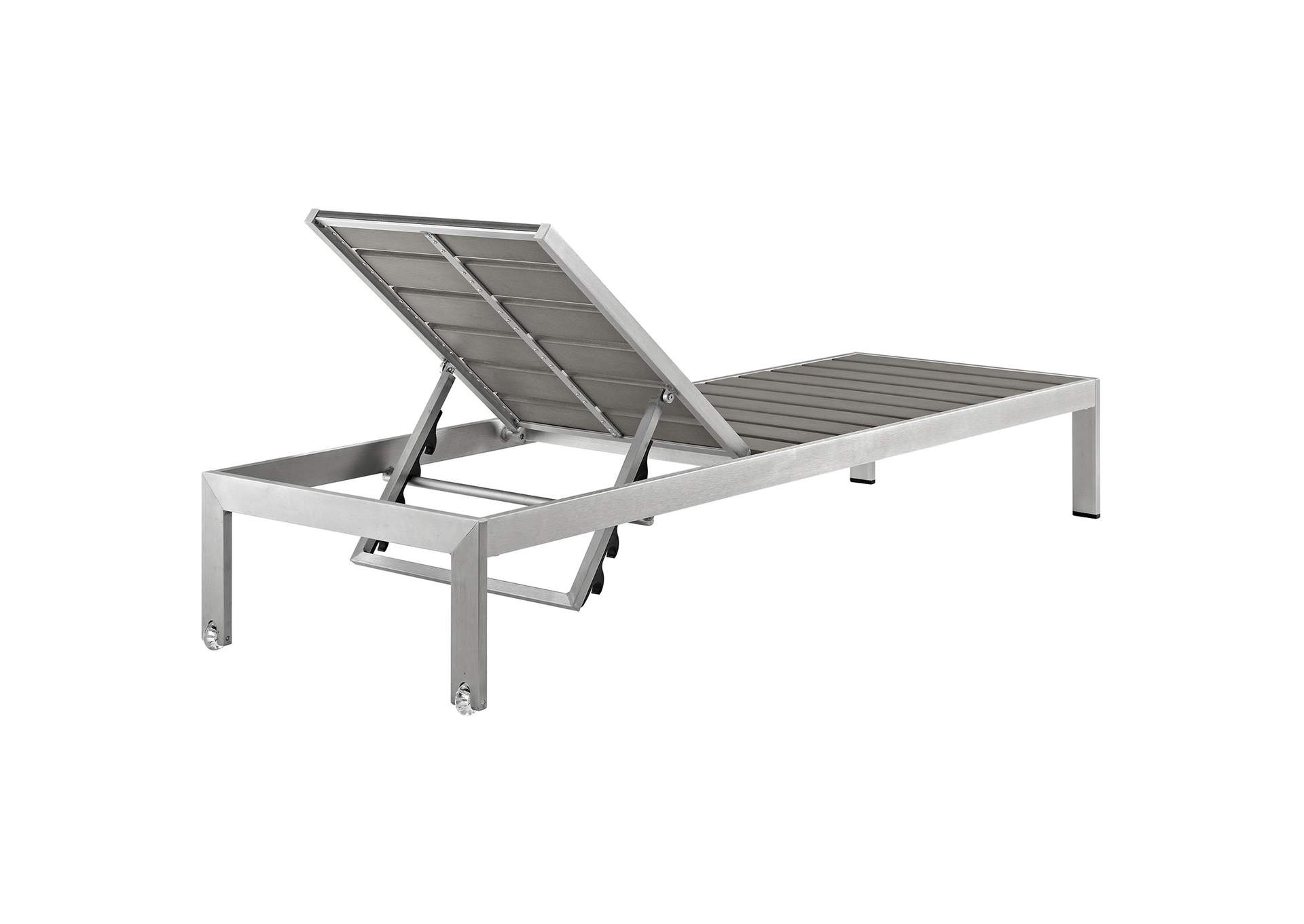 Shore Silver Gray Outdoor Patio Aluminum Chaise,Modway