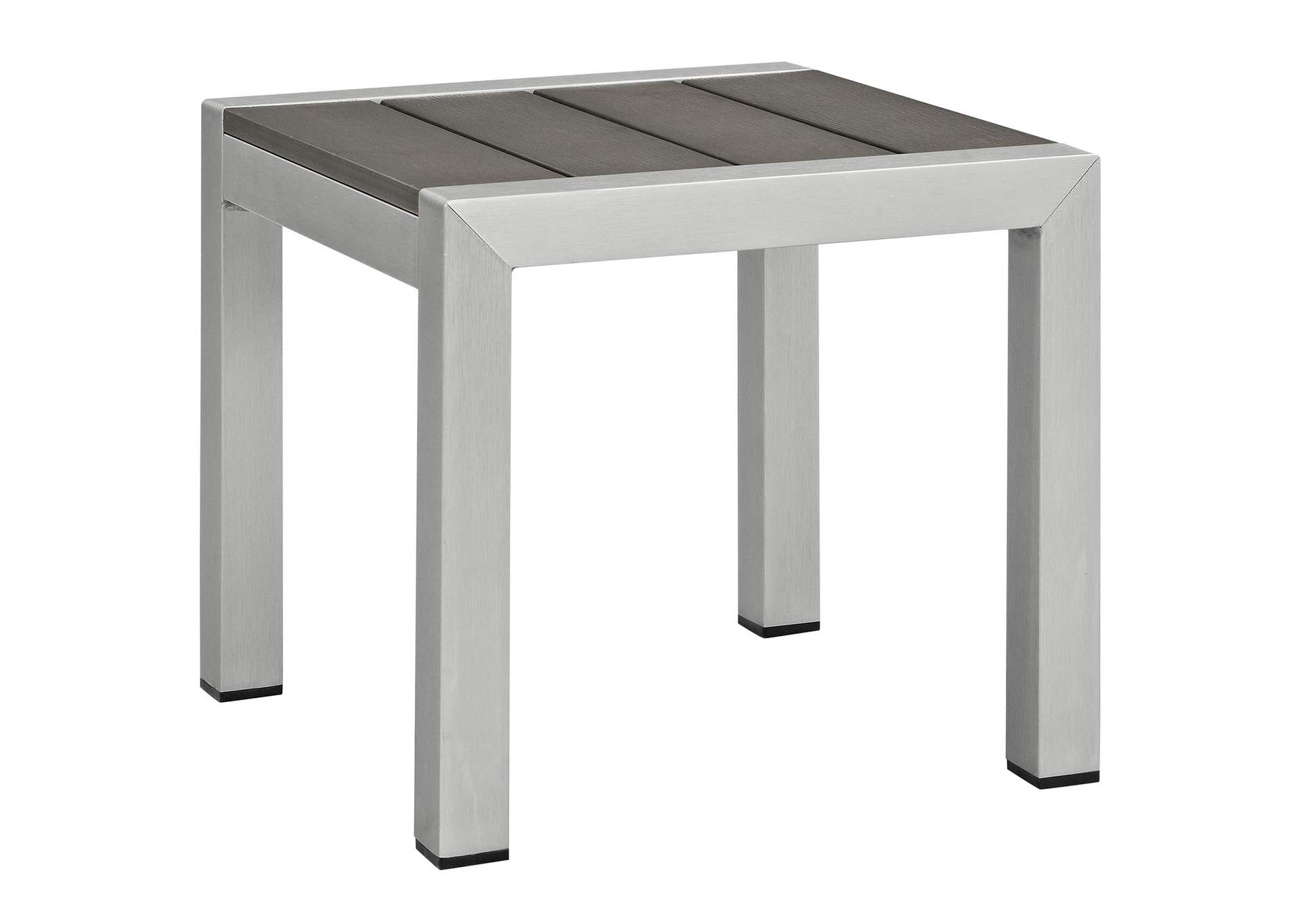 Silver Gray Shore Outdoor Patio Aluminum Side Table,Modway